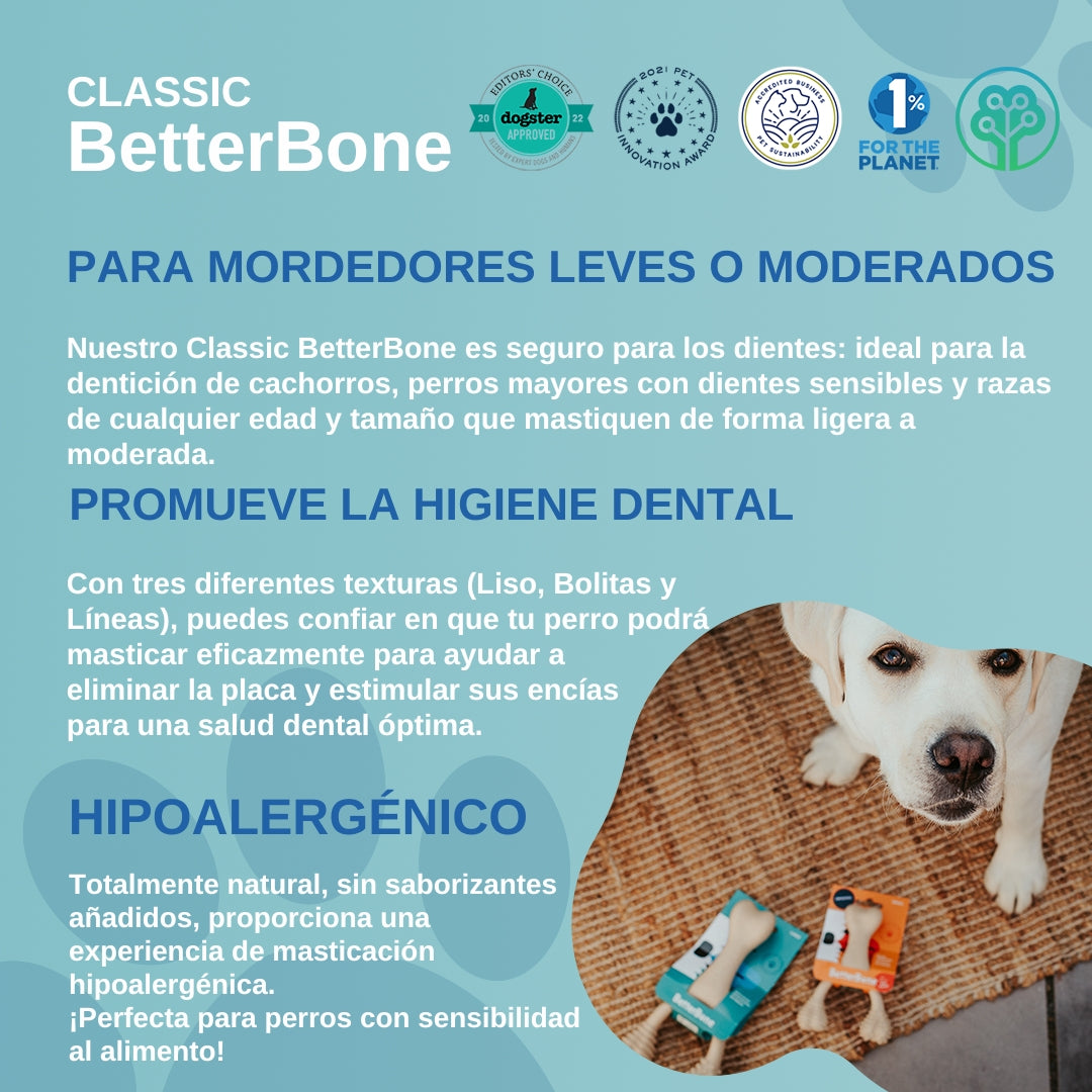 BetterBone CLASSIC: Hueso Masticable HIPOALERGENICO para Perros