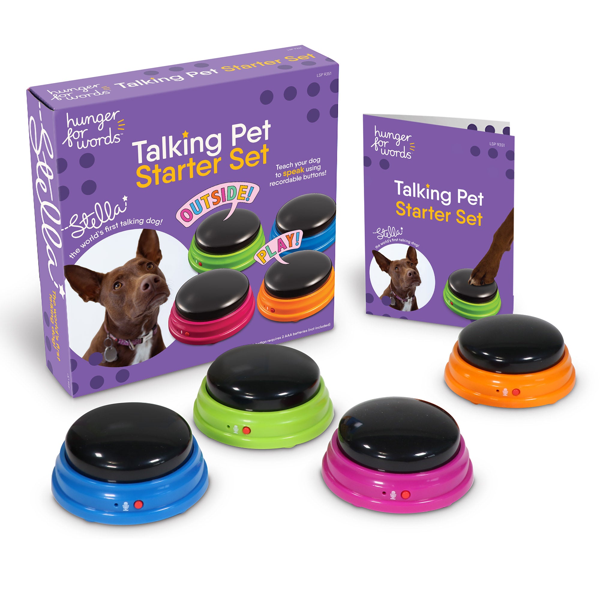 Set de Inicio para Mascotas Parlantes - Entrena a tu Perro con Botones Grabables de Hunger for Words
