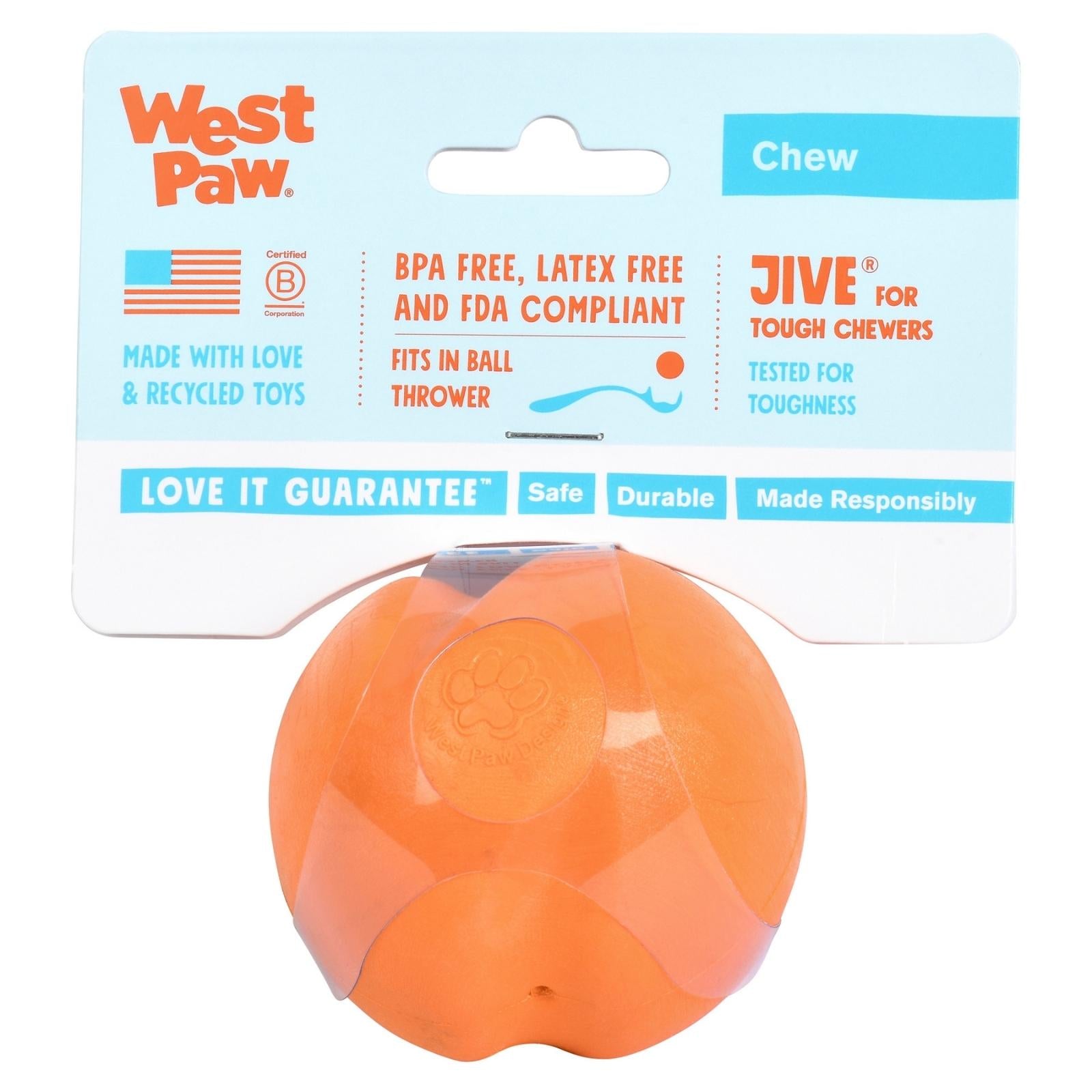 JIVE de West Paw® color Naranja - Pelota de Juguete para Perros