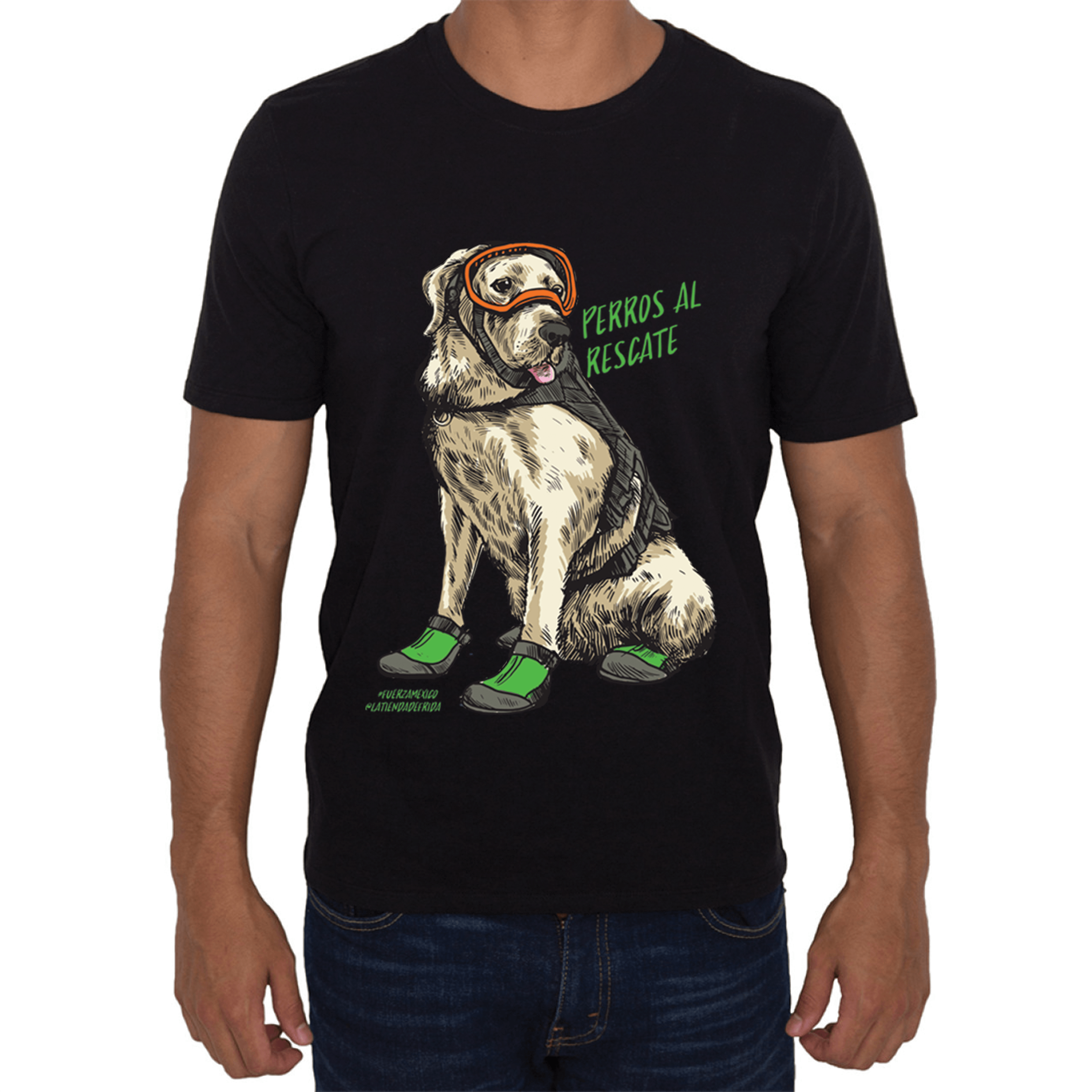 Camiseta Caballero para Perros al Rescate: Frida la Labrador en Negro