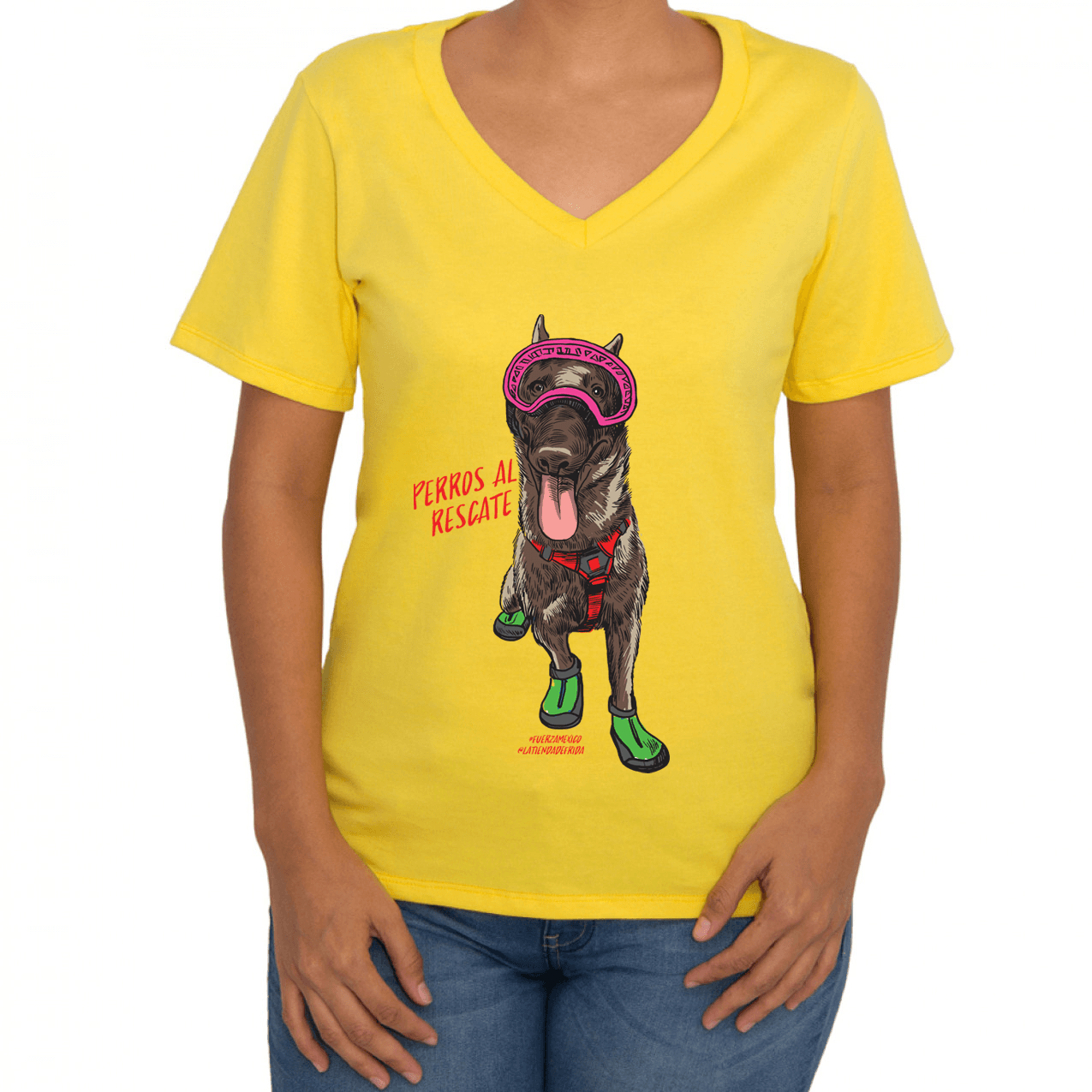 Camiseta Dama para Perros al Rescate: Natasha Malinois en Amarillo