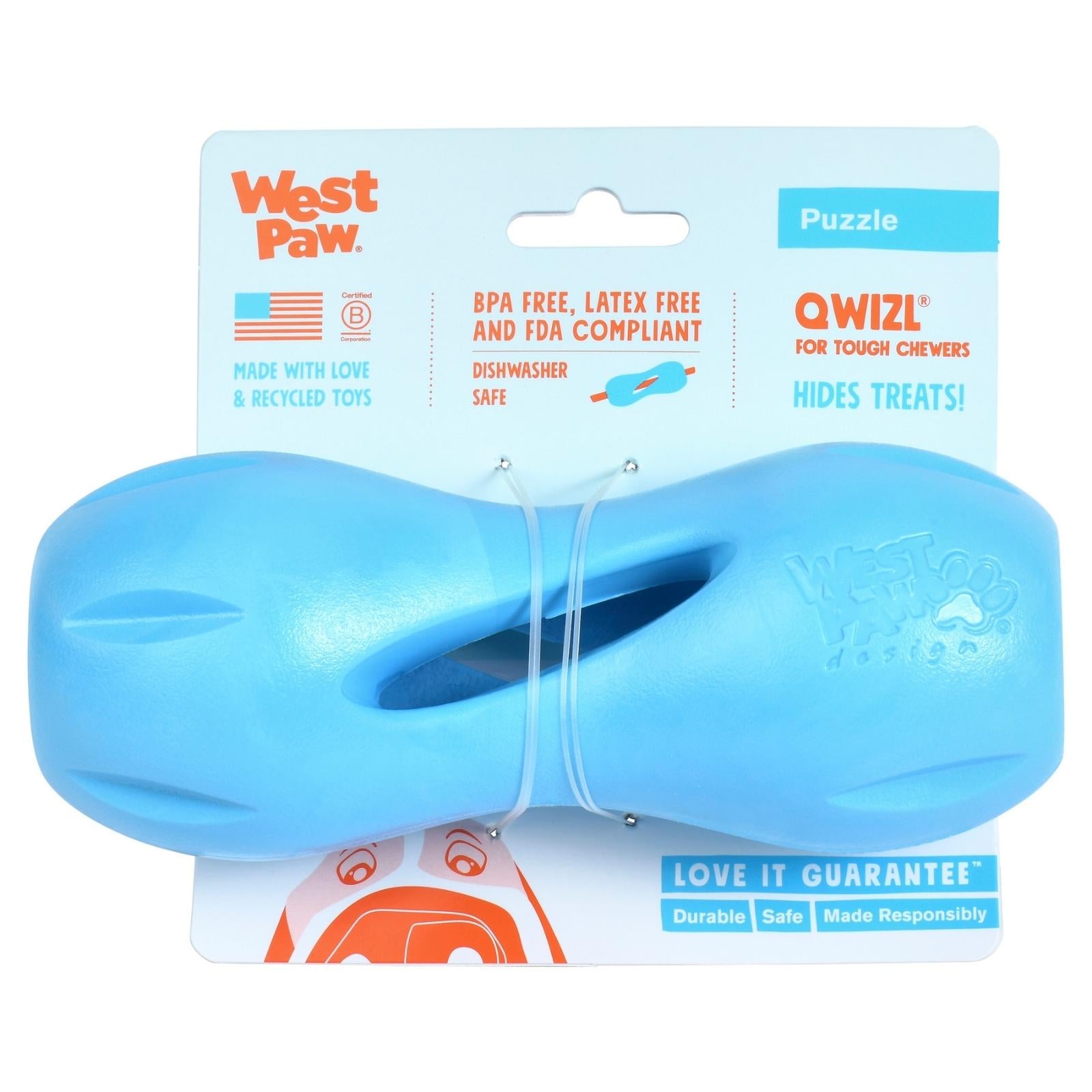 QWIZL de West Paw® color Azul - Juguete Dispensador de Premios para Perros