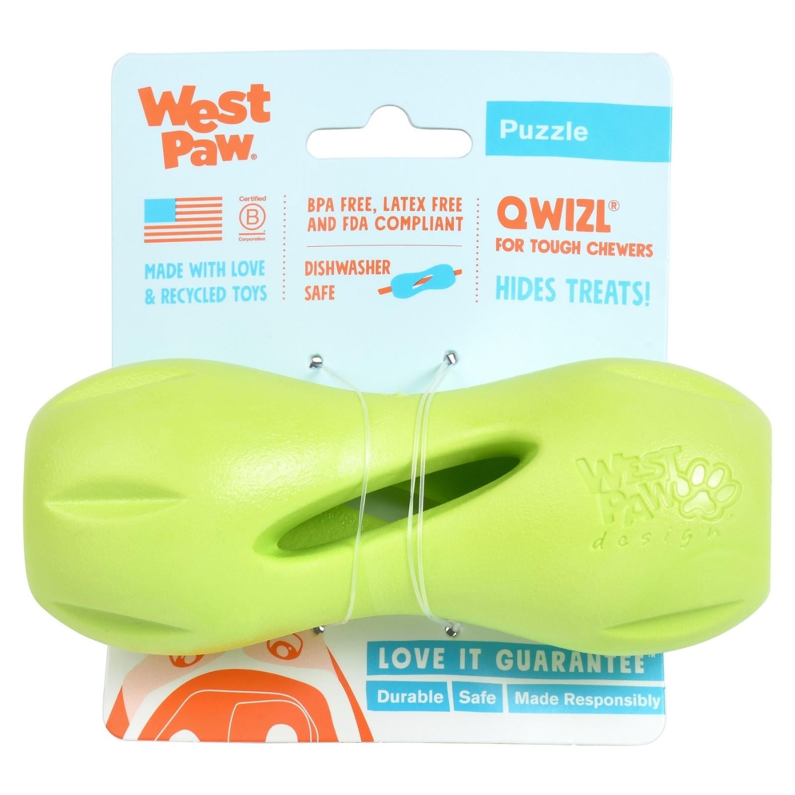 QWIZL de West Paw® color Verde - Juguete Dispensador de Premios para Perros