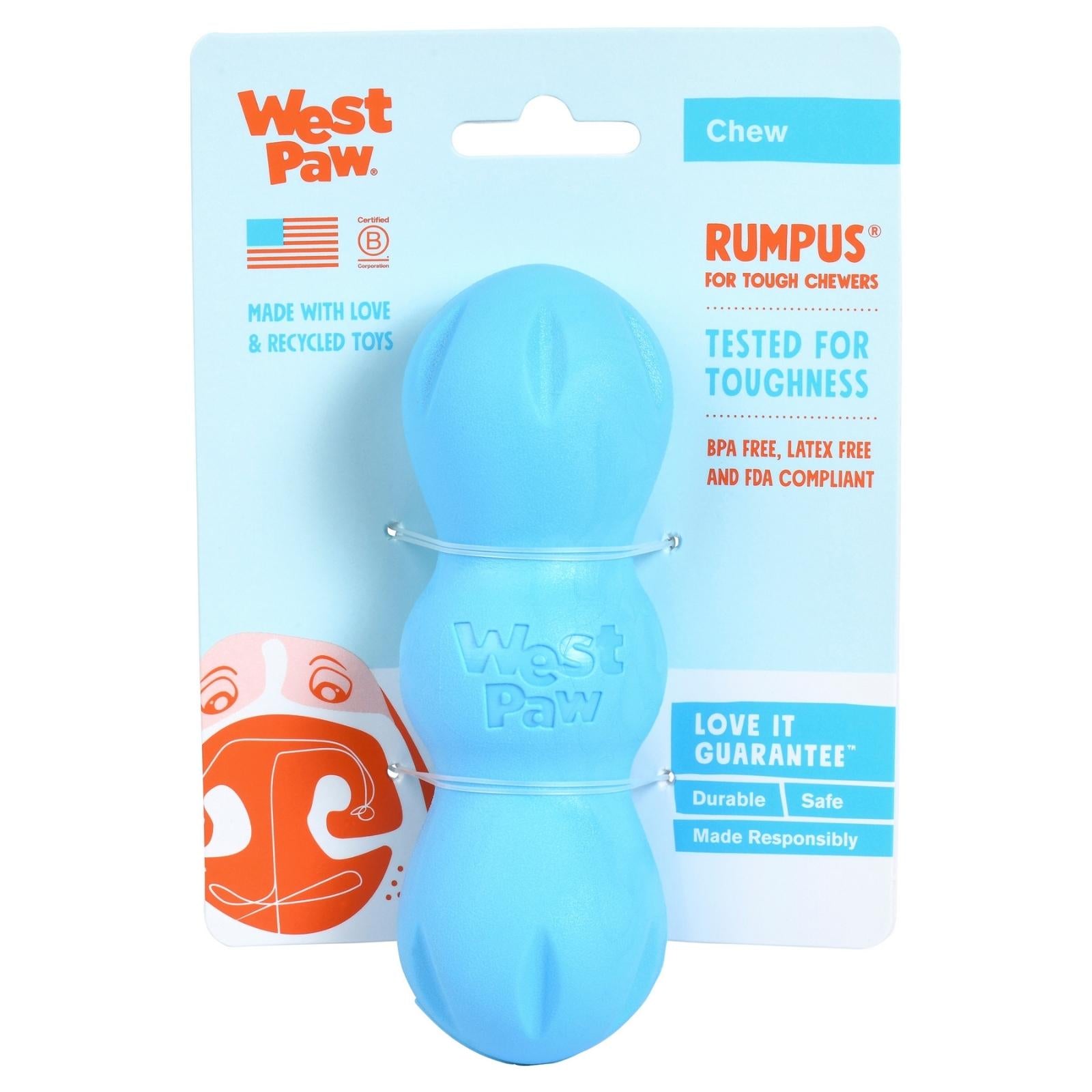 RUMPUS de West Paw® color Azul - Super Resistente Juguete para Perros