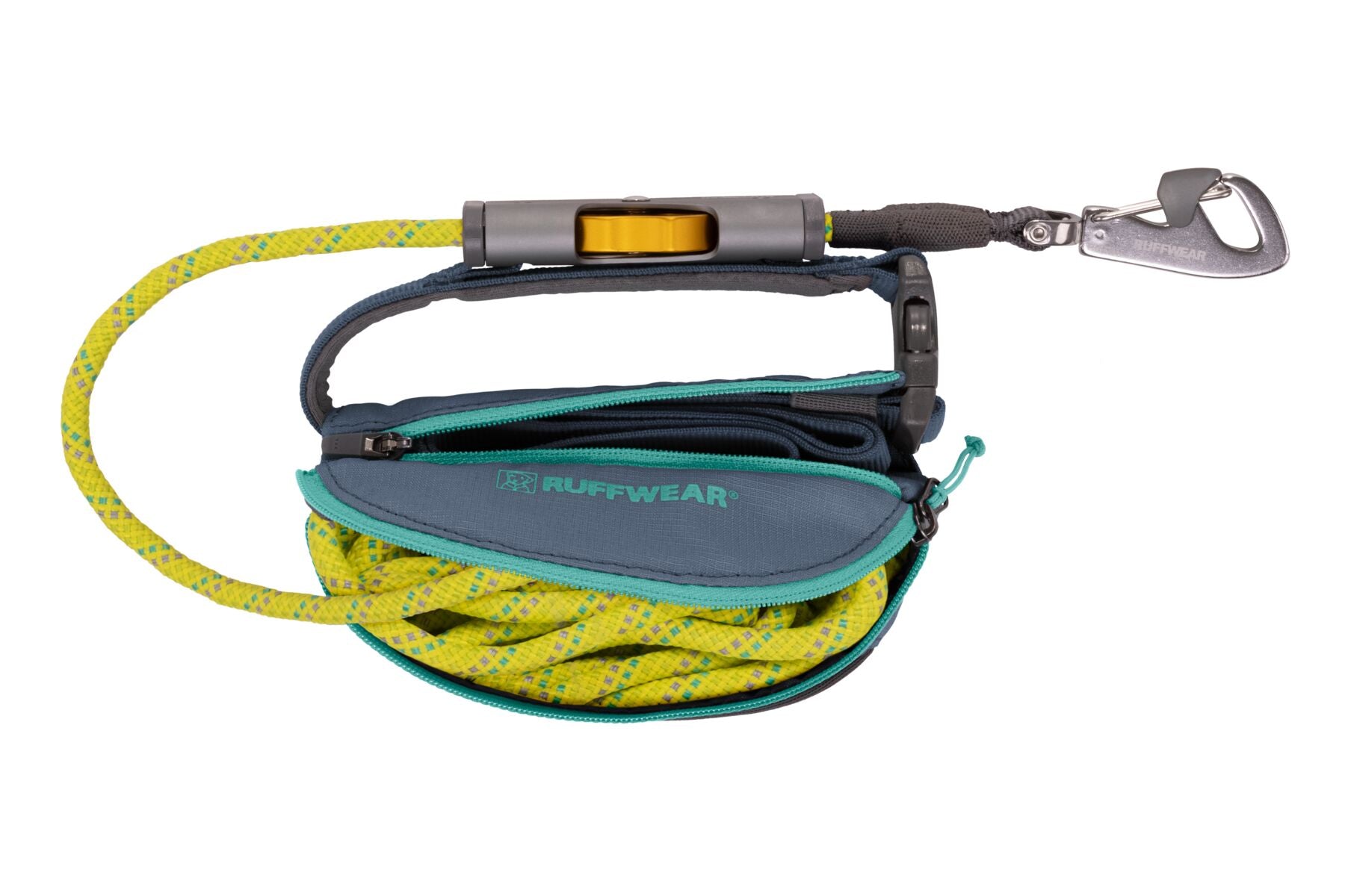 Hitch Hiker® Correa Larga Ajustable en Verde Fosfo (Slate Blue) con Sistema de Bloqueo y Manos Libres - Ruffwear