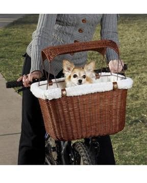 Happy Ride® Wicker Bicycle Basket - Canastilla para Perros para Bicicleta