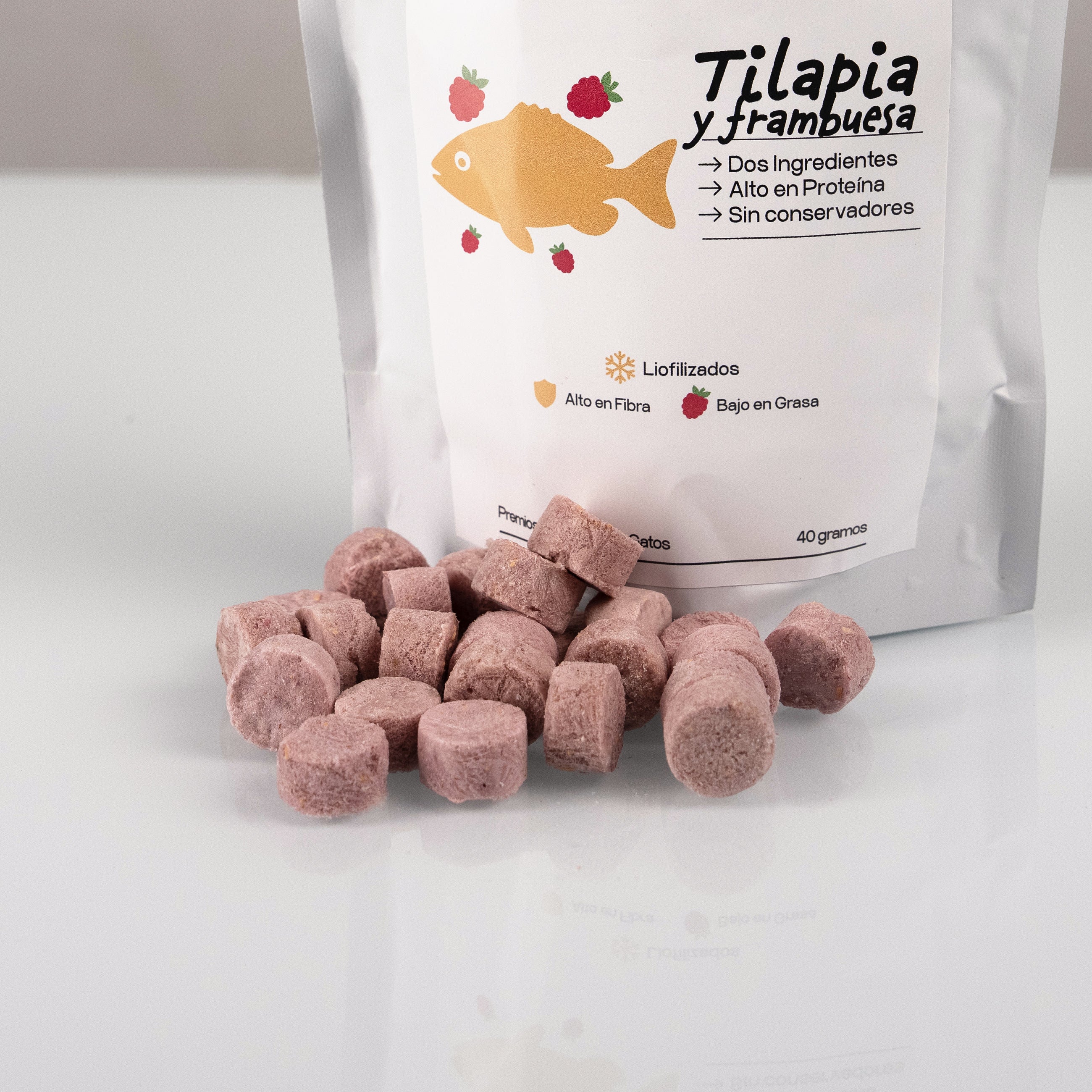 Tilapia + Frambuesa Liofilizados — Bajo en Grasa y Alto en Fibra | Método Nardos™