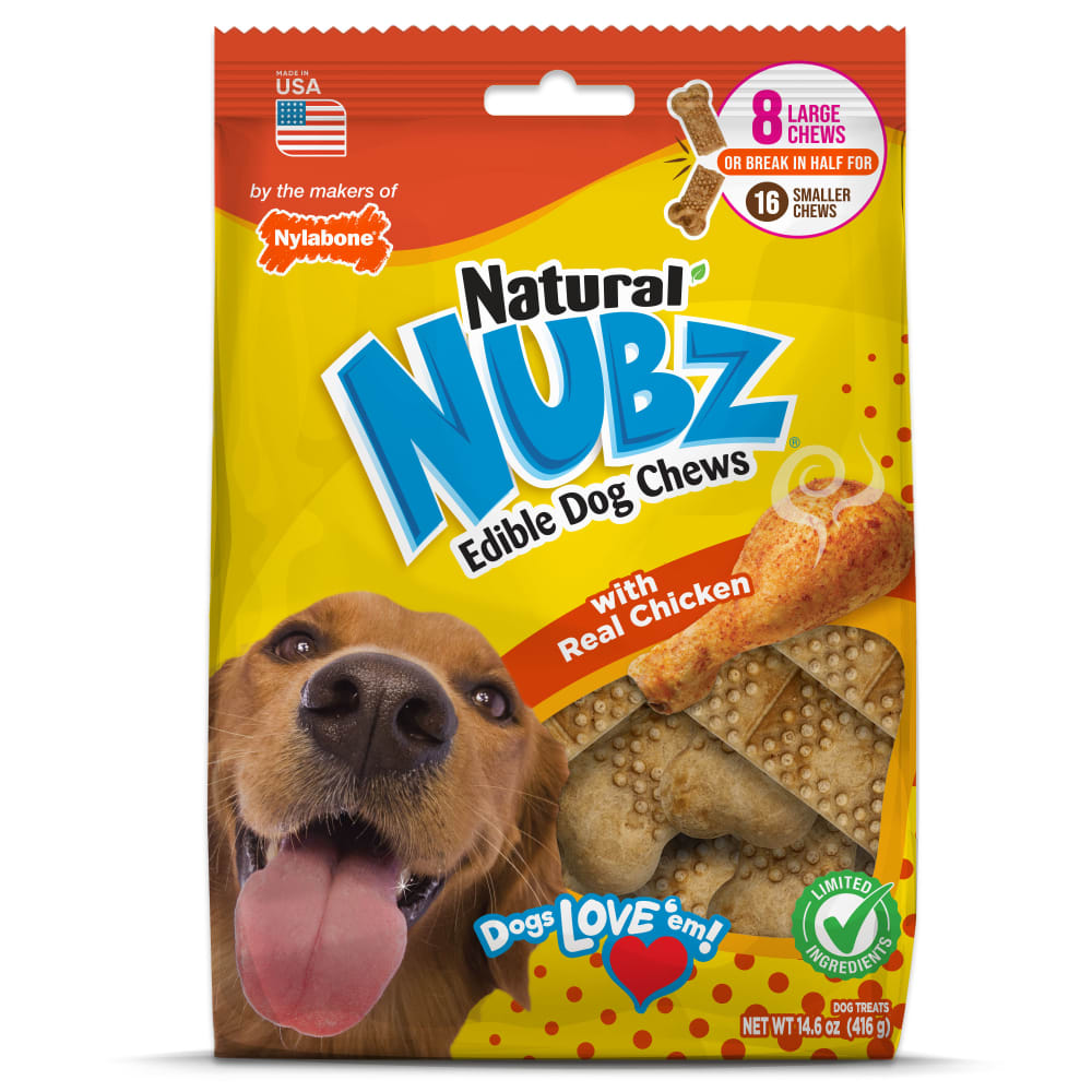 Premio Masticable Comestible Nubz Natural con Pollo para Perros - Grande (Large) | Nylabone