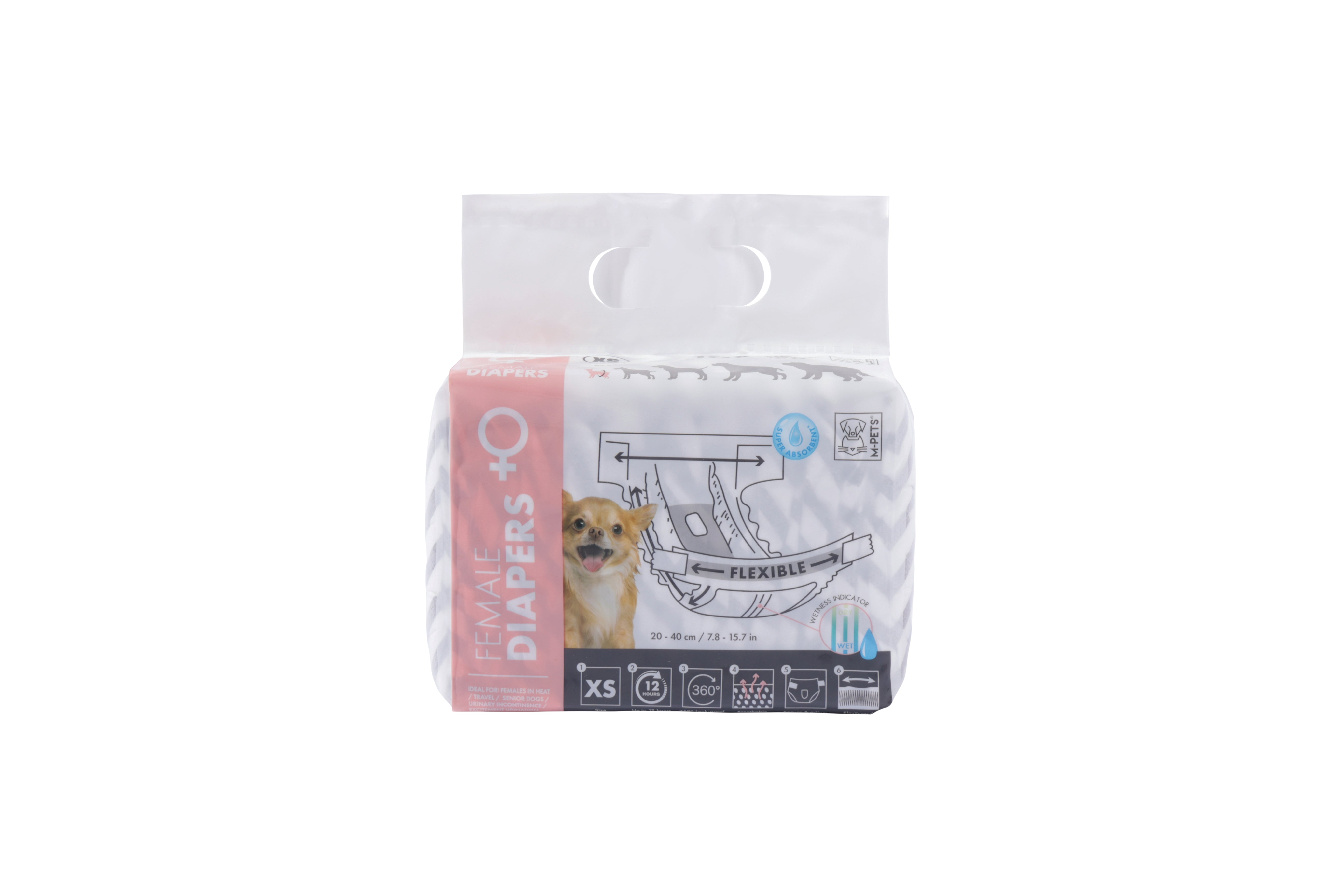 Pañales Desechables para Hembra con Indicador de Humedad – Tipo Calzón con Orificio para Cola | M‑PETS®
