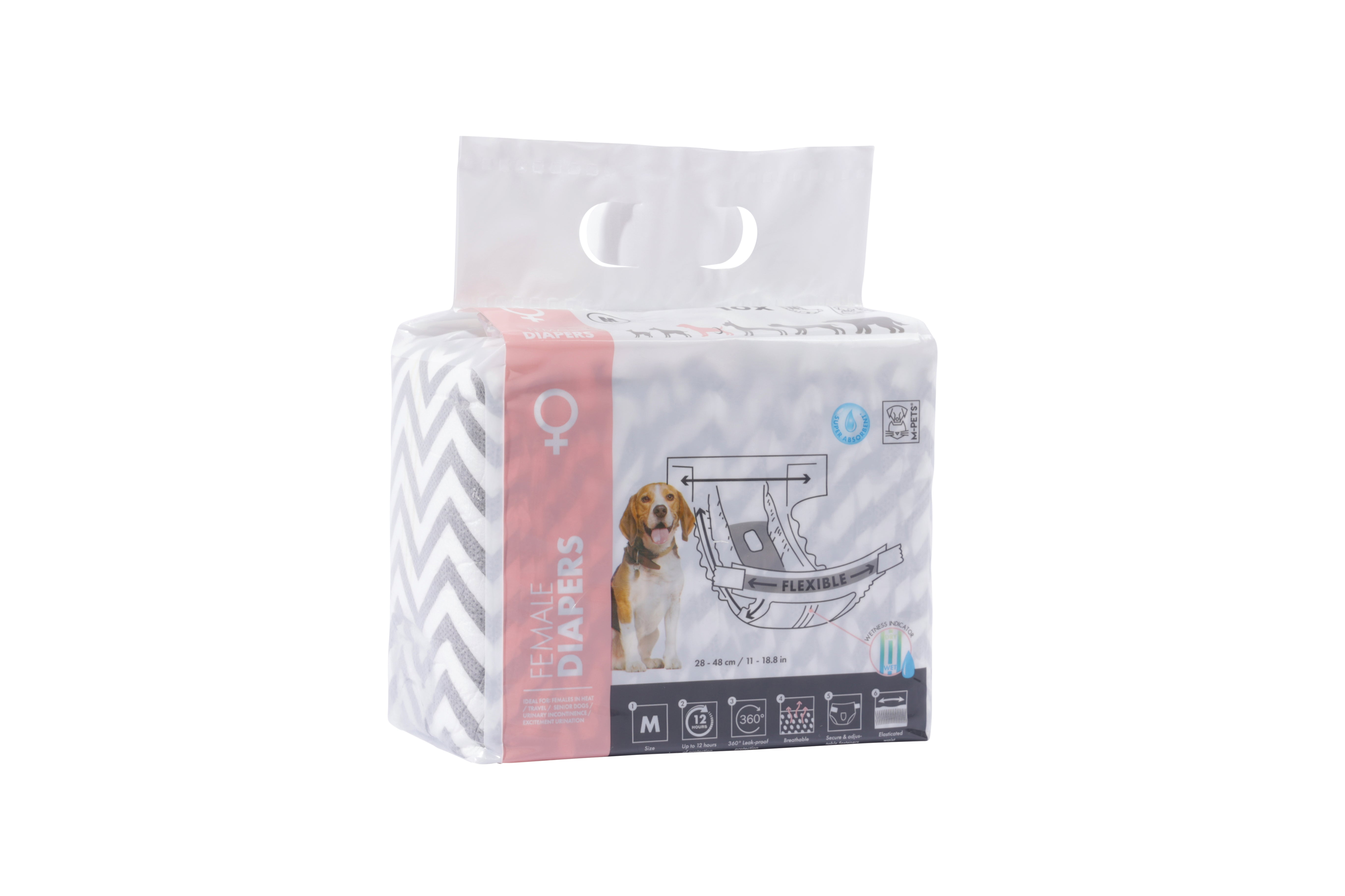 Pañales Desechables para Hembra con Indicador de Humedad – Tipo Calzón con Orificio para Cola | M‑PETS®
