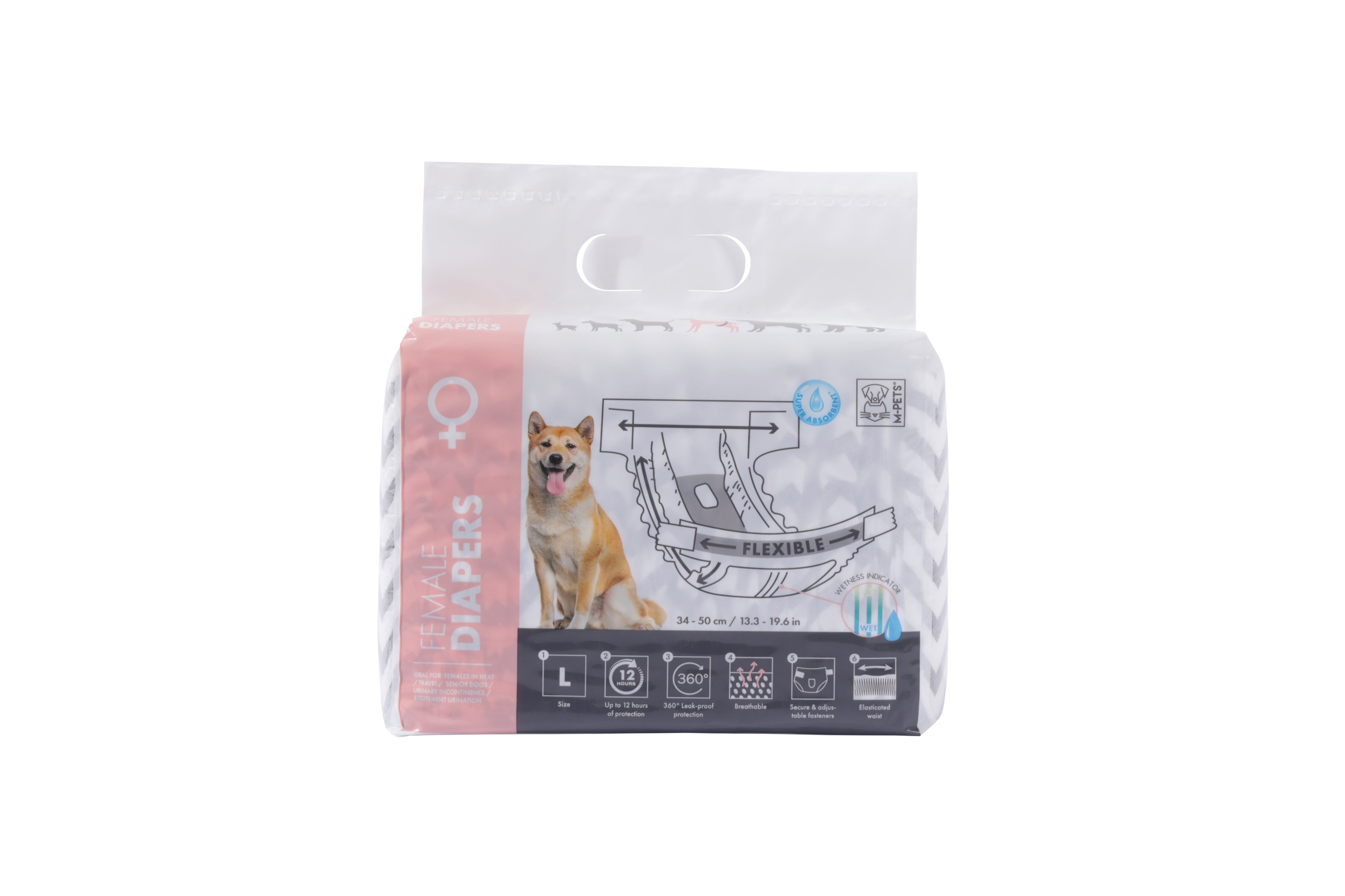 Pañales Desechables para Hembra con Indicador de Humedad – Tipo Calzón con Orificio para Cola | M‑PETS®