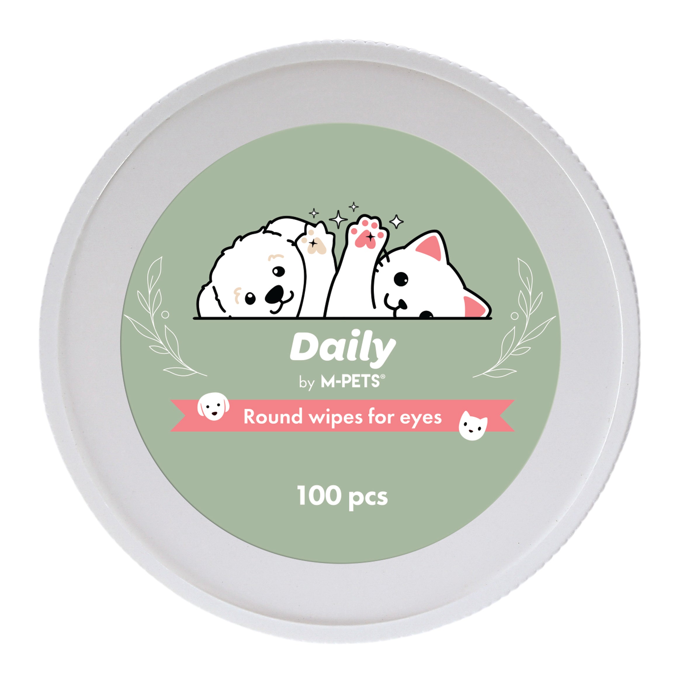 Toallitas Redondas para Limpieza de Ojos de Perros y Gatos - 100 pzas | M-PETS Daily