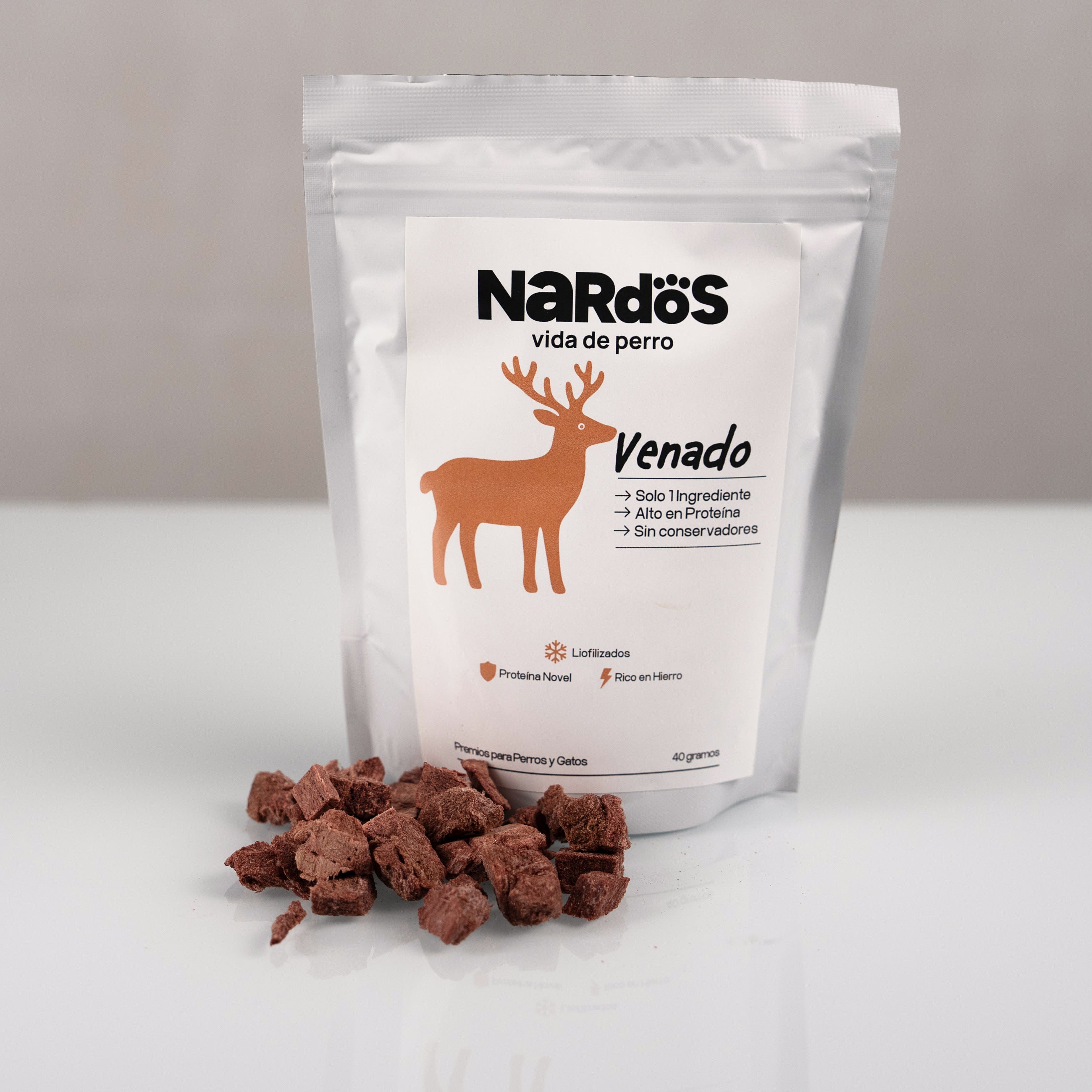 Cubos de Venado Liofilizado — Proteína Novel y Rico en Hierro | Método Nardos™