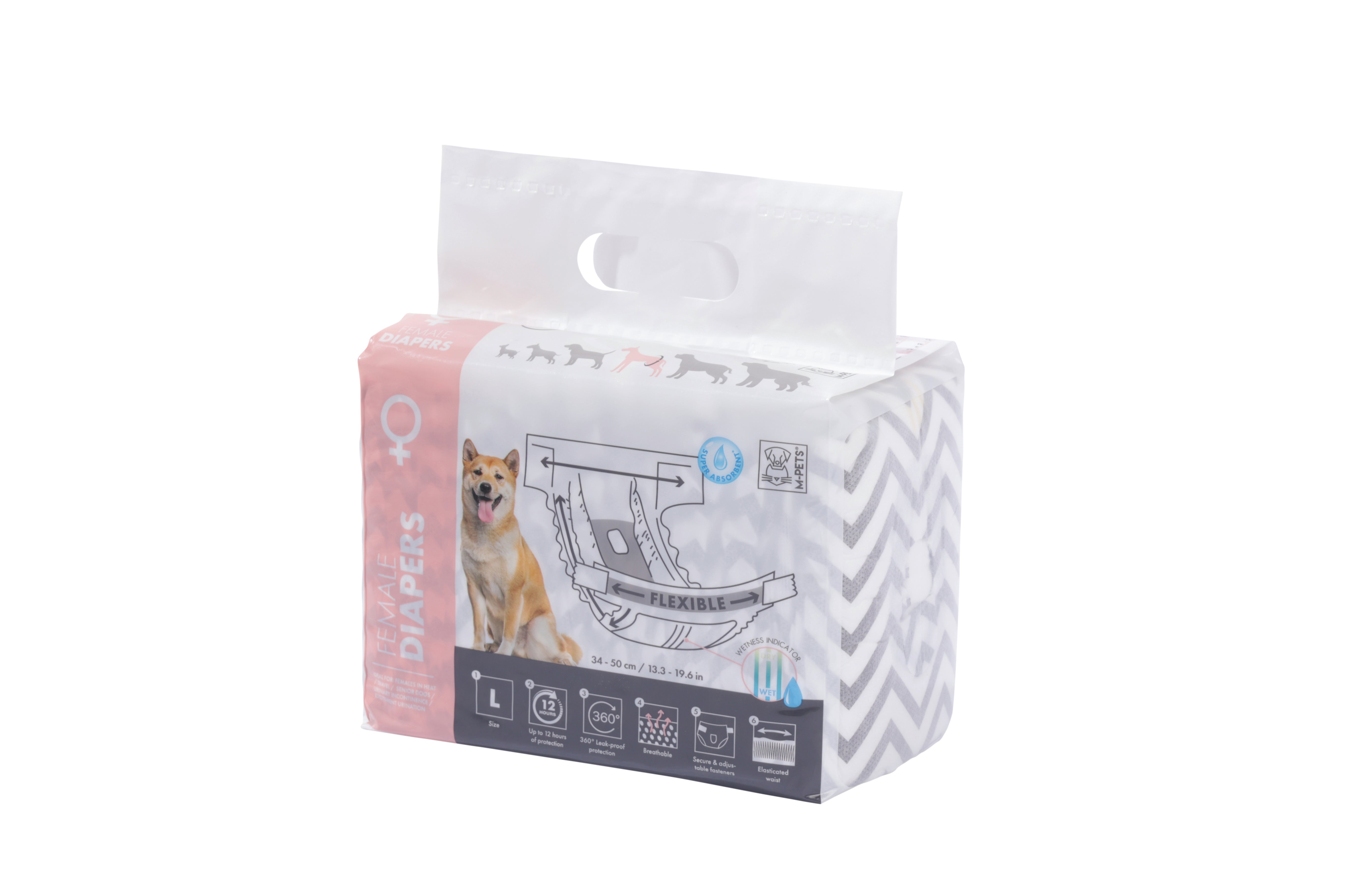 Pañales Desechables para Hembra con Indicador de Humedad – Tipo Calzón con Orificio para Cola | M‑PETS®