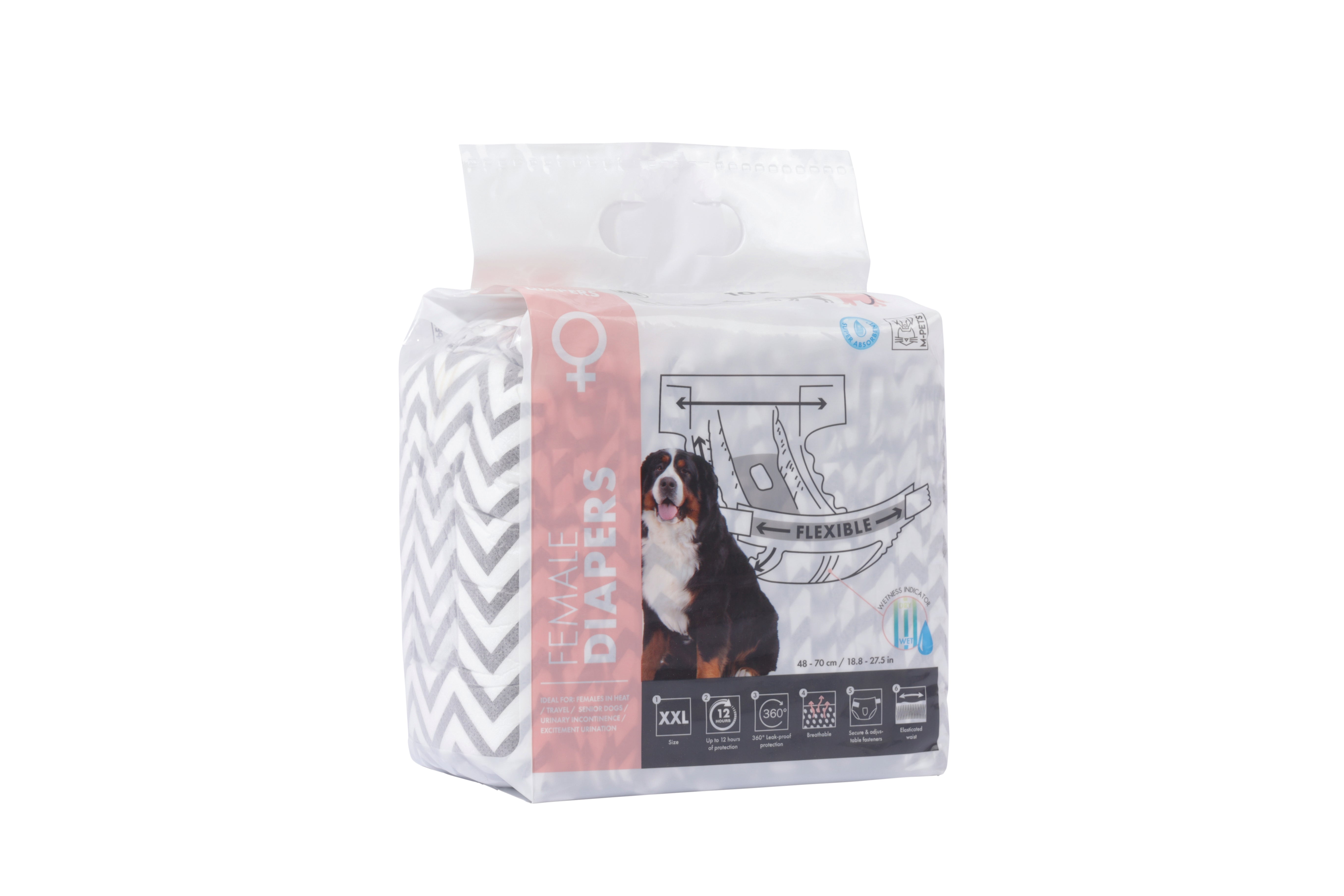 Pañales Desechables para Hembra con Indicador de Humedad – Tipo Calzón con Orificio para Cola | M‑PETS®