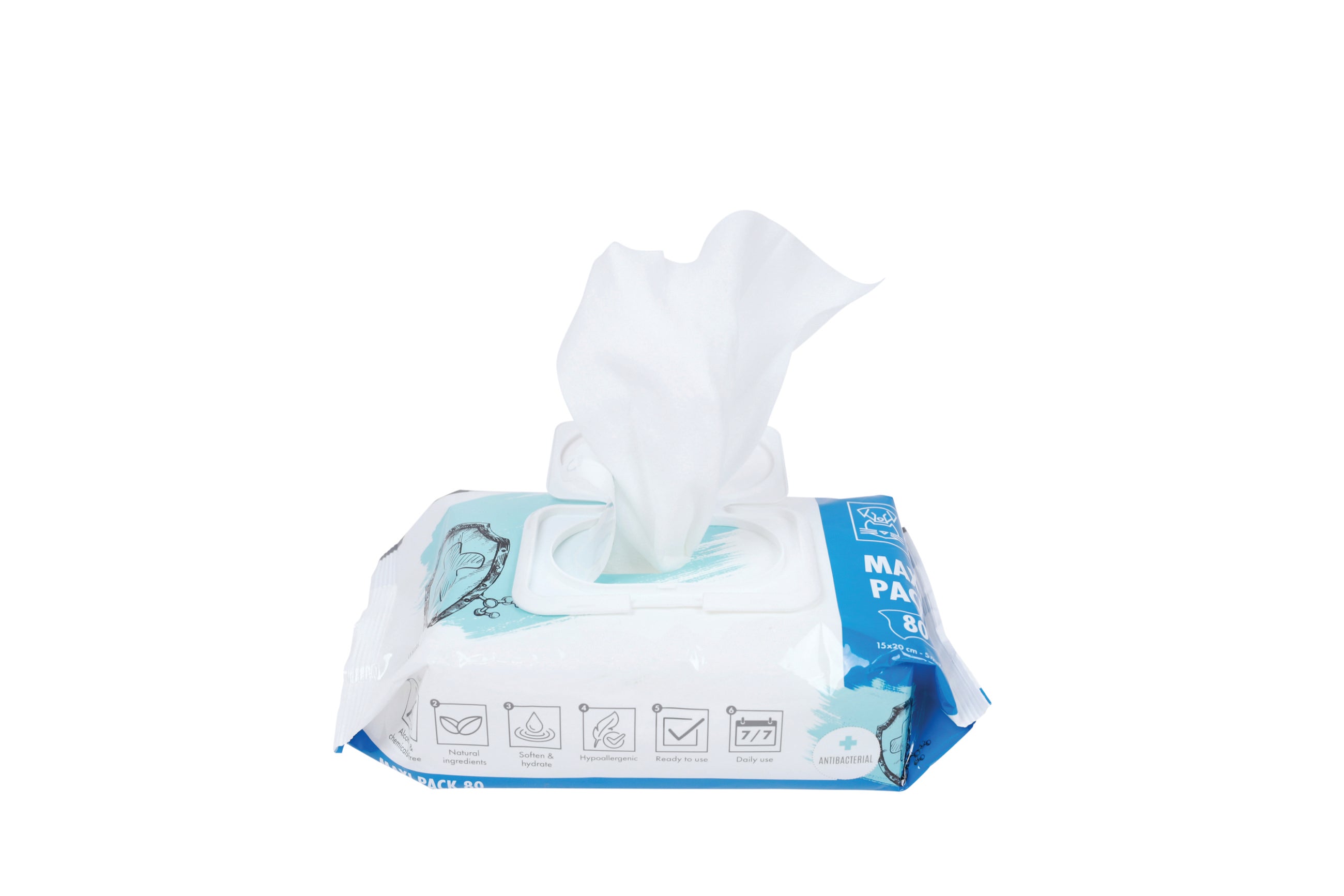 Toallitas Húmedas Antibacteriales para Perros y Gatos - Maxi Pack 80 pzas (15x20 cm) | M-PETS