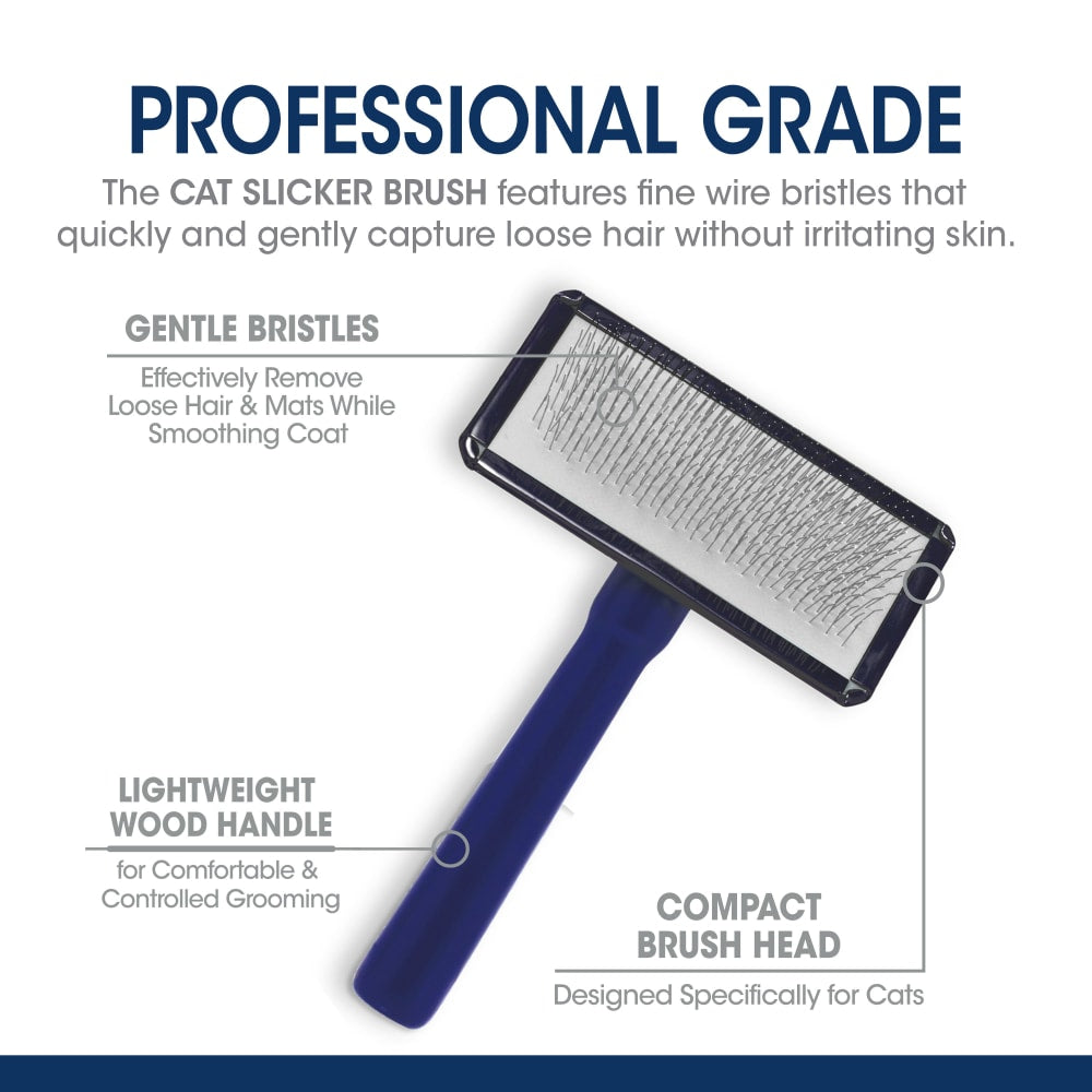 Cepillo Profesional para Gatos Magic Coat® Slicker Brush | Cerdas Flexibles y Mango de Madera