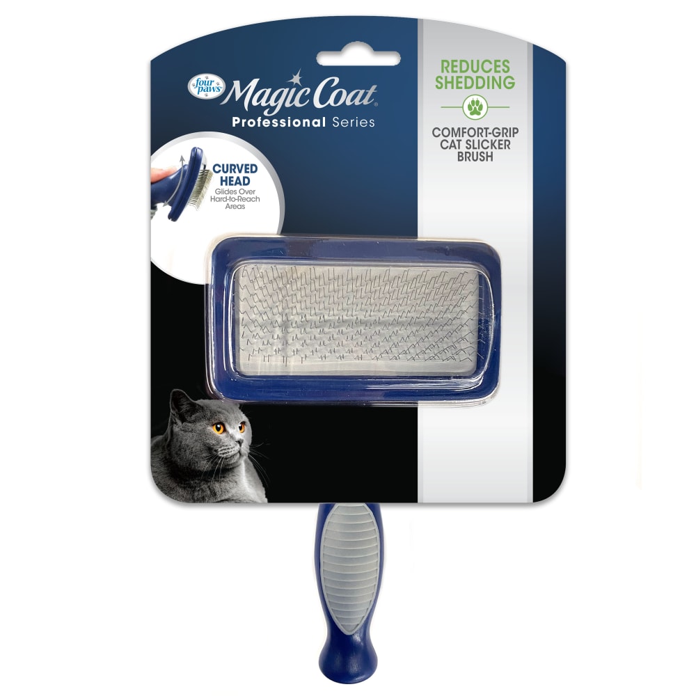 Cepillo Profesional Suave para Gatos Magic Coat® Comfort-Grip Slicker Brush | Cepillo Curvo Anticaída