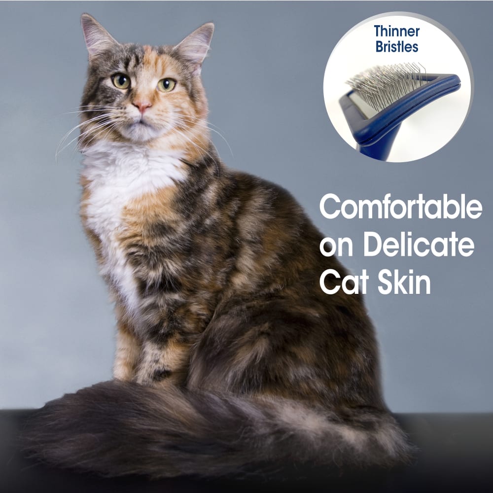 Cepillo Profesional Suave para Gatos Magic Coat® Comfort-Grip Slicker Brush | Cepillo Curvo Anticaída