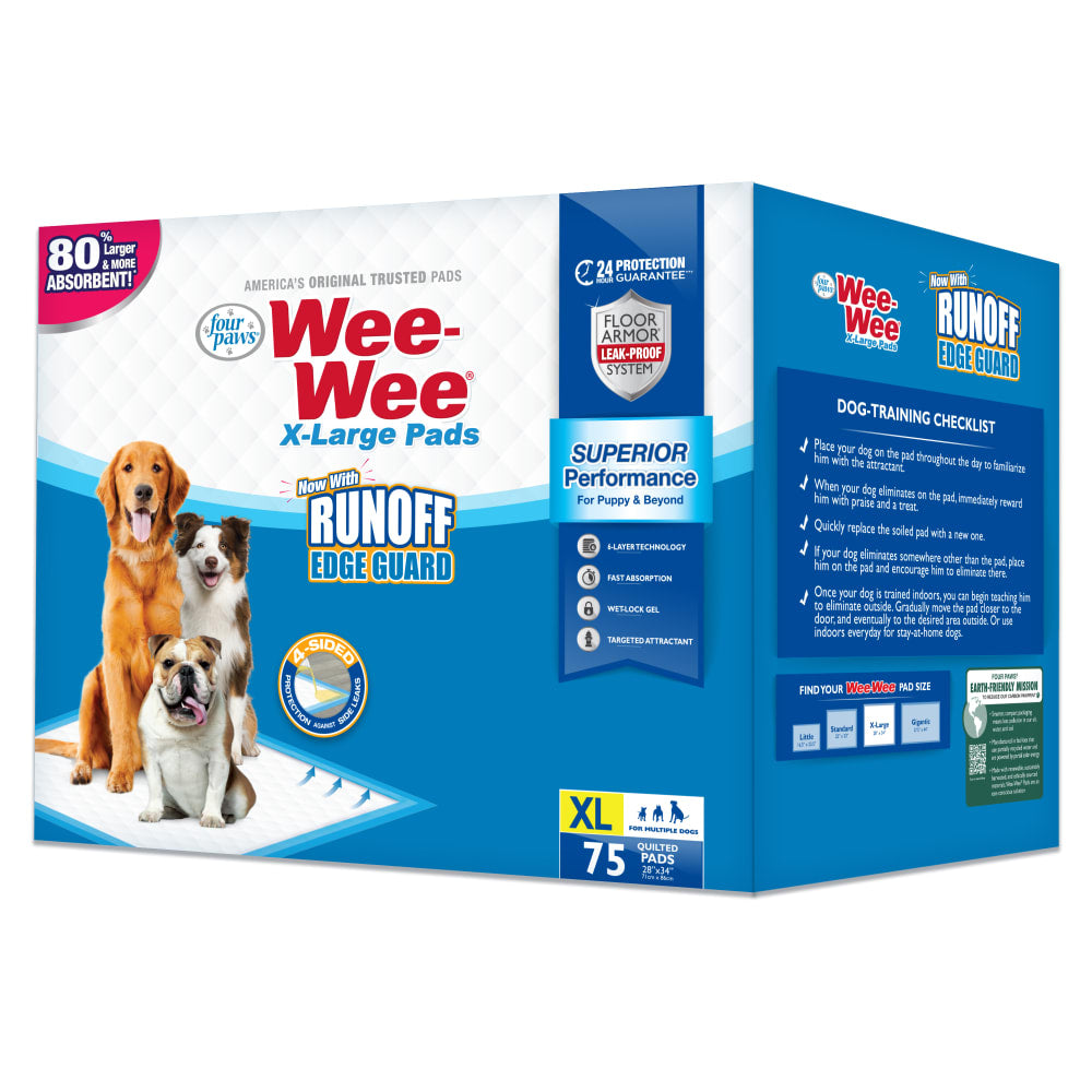 Tapete Entrenador para Perros Wee-Wee® XL Runoff Edge Guard – 71.1 × 86.4 cm (28 × 34 in) – 75 Piezas