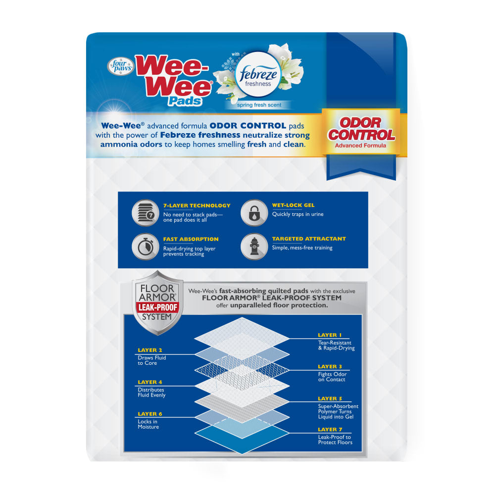 Tapete Entrenador para Perros Wee‑Wee® Pads con Febreze Freshness – 7 Capas – 55.9 × 58.4 cm