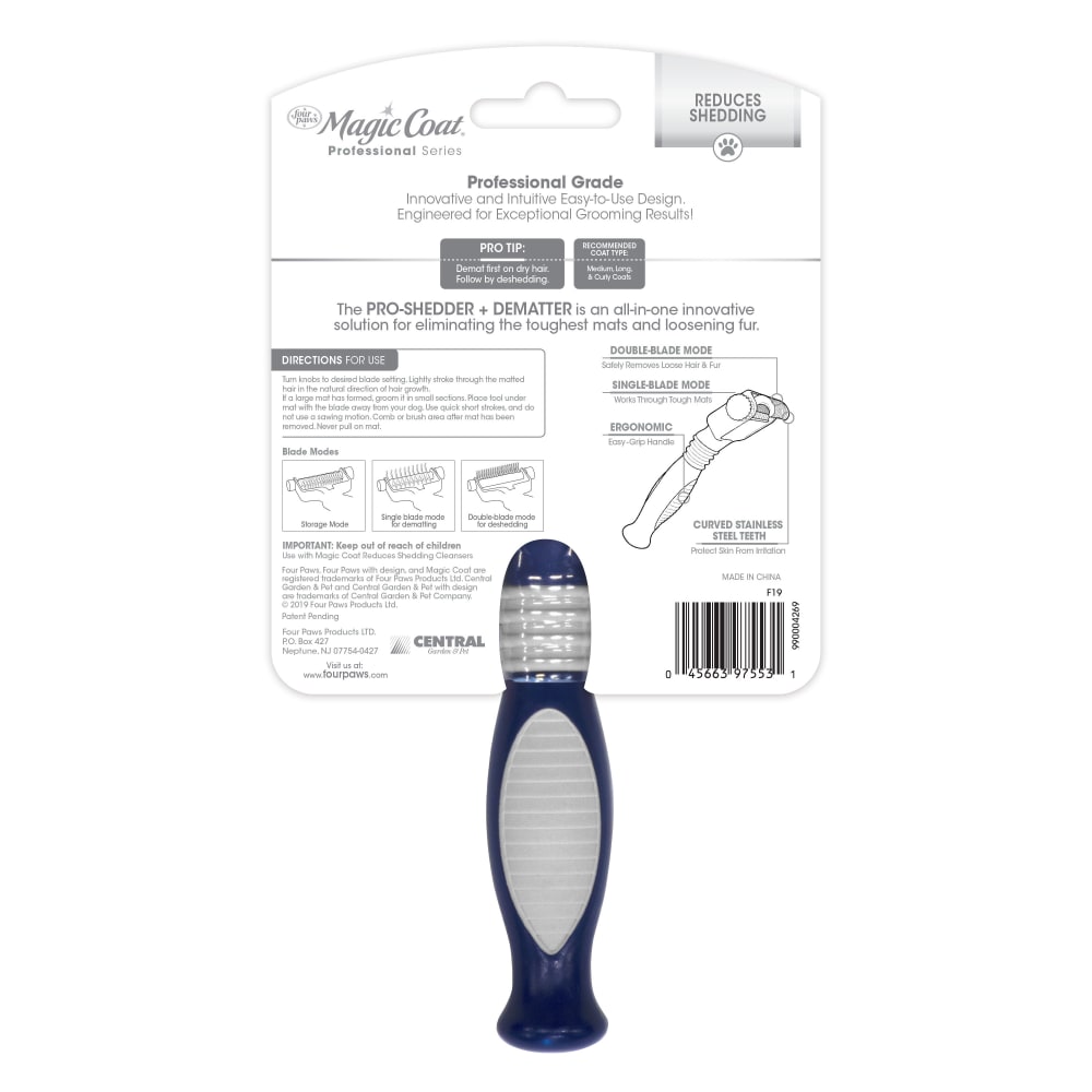 Cepillo Profesional 2 en 1 Deslanador y Desenredador Magic Coat® Pro-Shedder + Dematter