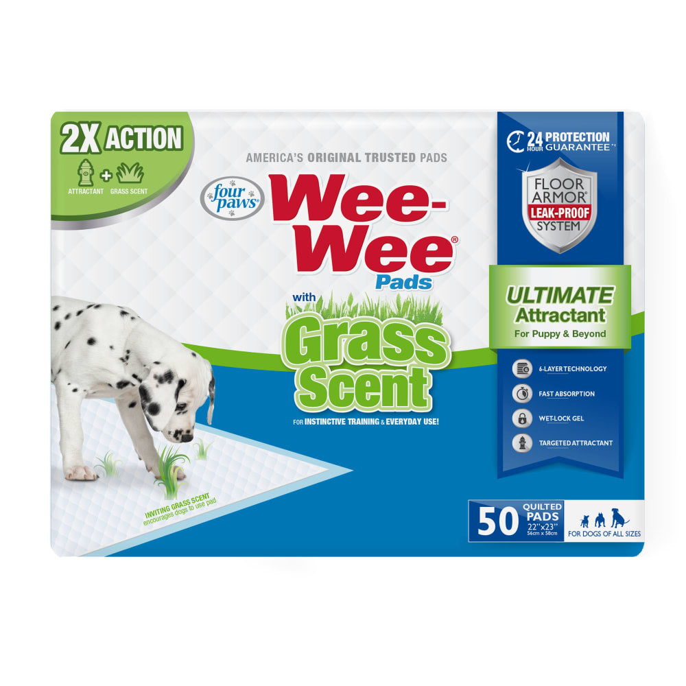 Tapete Entrenador para Perros Wee‑Wee® Pads con Esencia a Pasto – 6 Capas – 55.9 × 58.4 cm