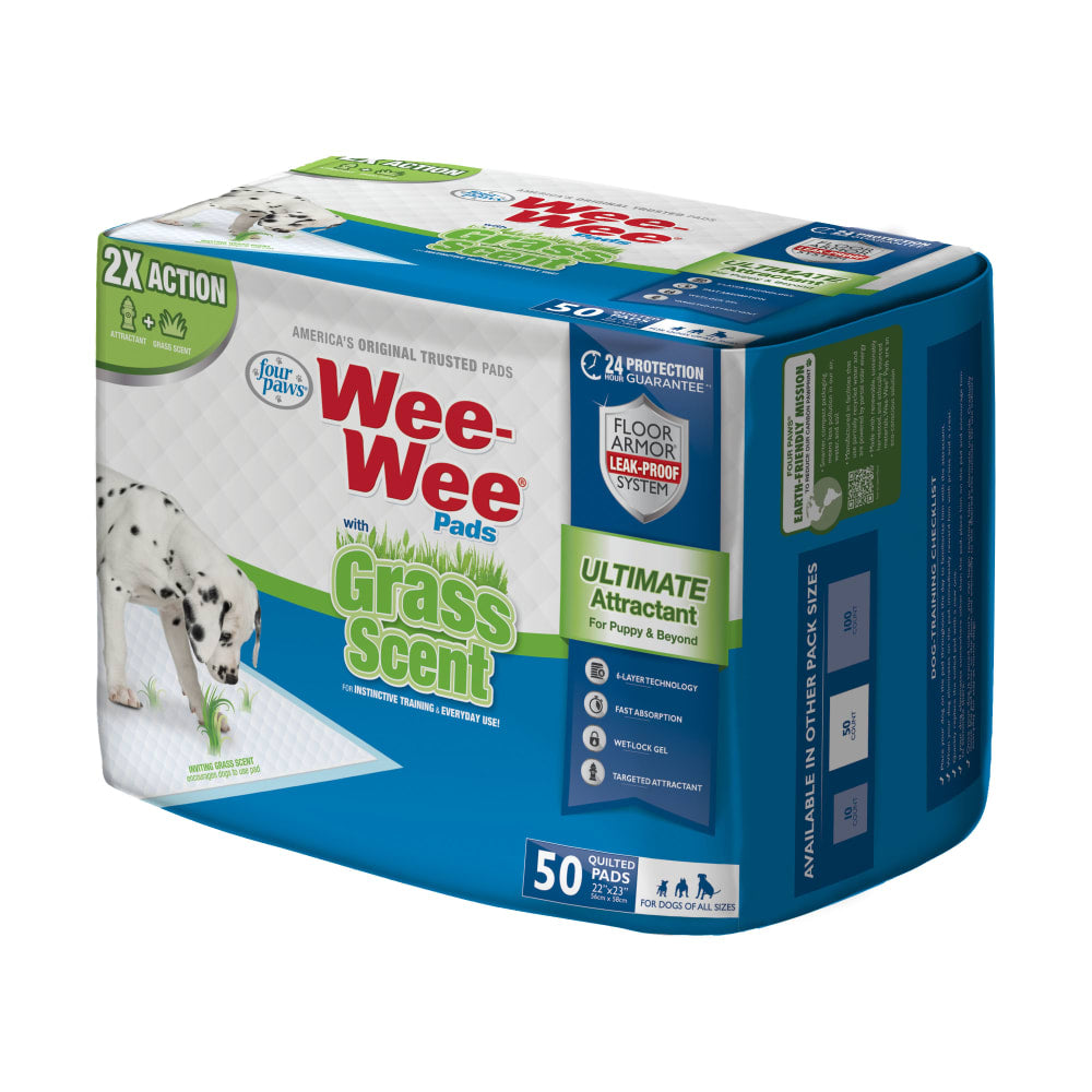 Tapete Entrenador para Perros Wee‑Wee® Pads con Esencia a Pasto – 6 Capas – 55.9 × 58.4 cm