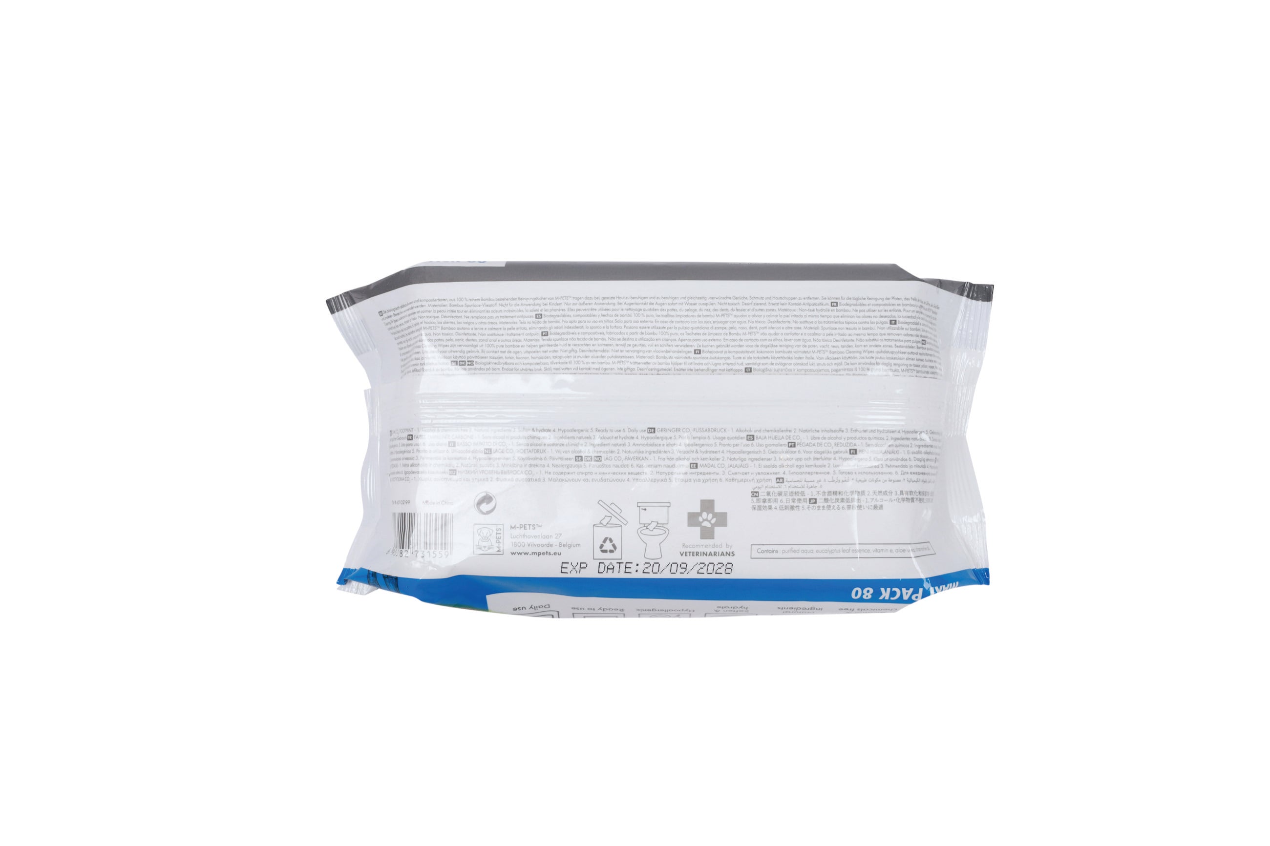 Toallitas Húmedas Antibacteriales para Perros y Gatos - Maxi Pack 80 pzas (15x20 cm) | M-PETS