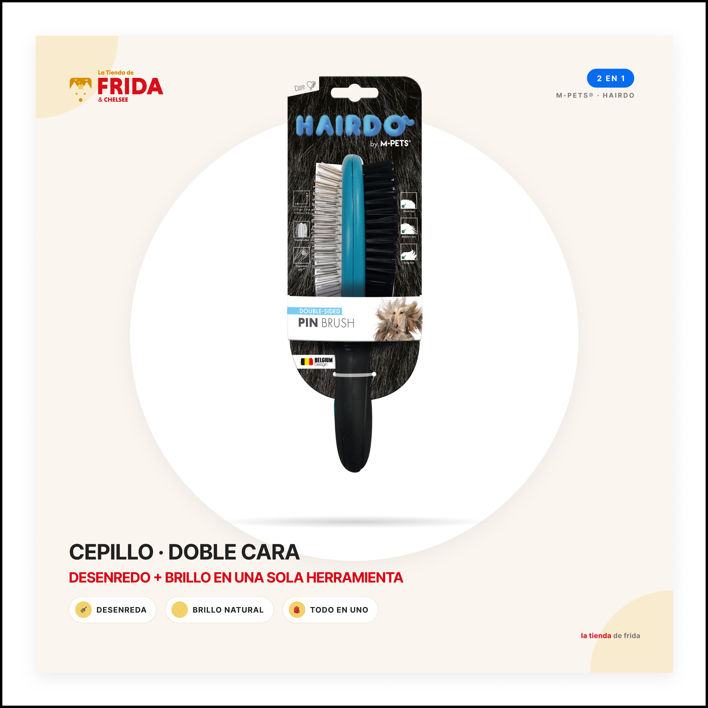 Cepillo Doble Cara Pin y Cerdas Naturales HAIRDO