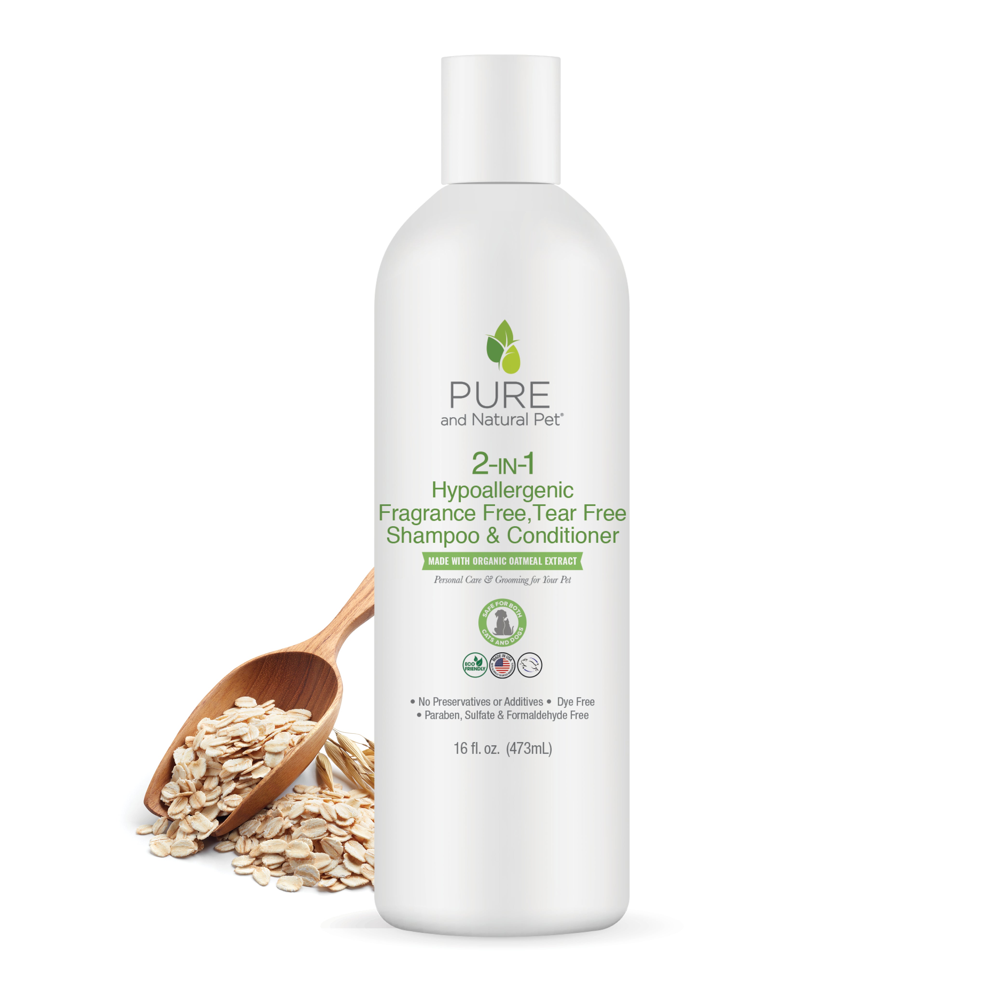 Shampoo y Acondicionador 2 en 1 Hipoalergénico Sin Aroma 473 ml de Pure and Natural Pet
