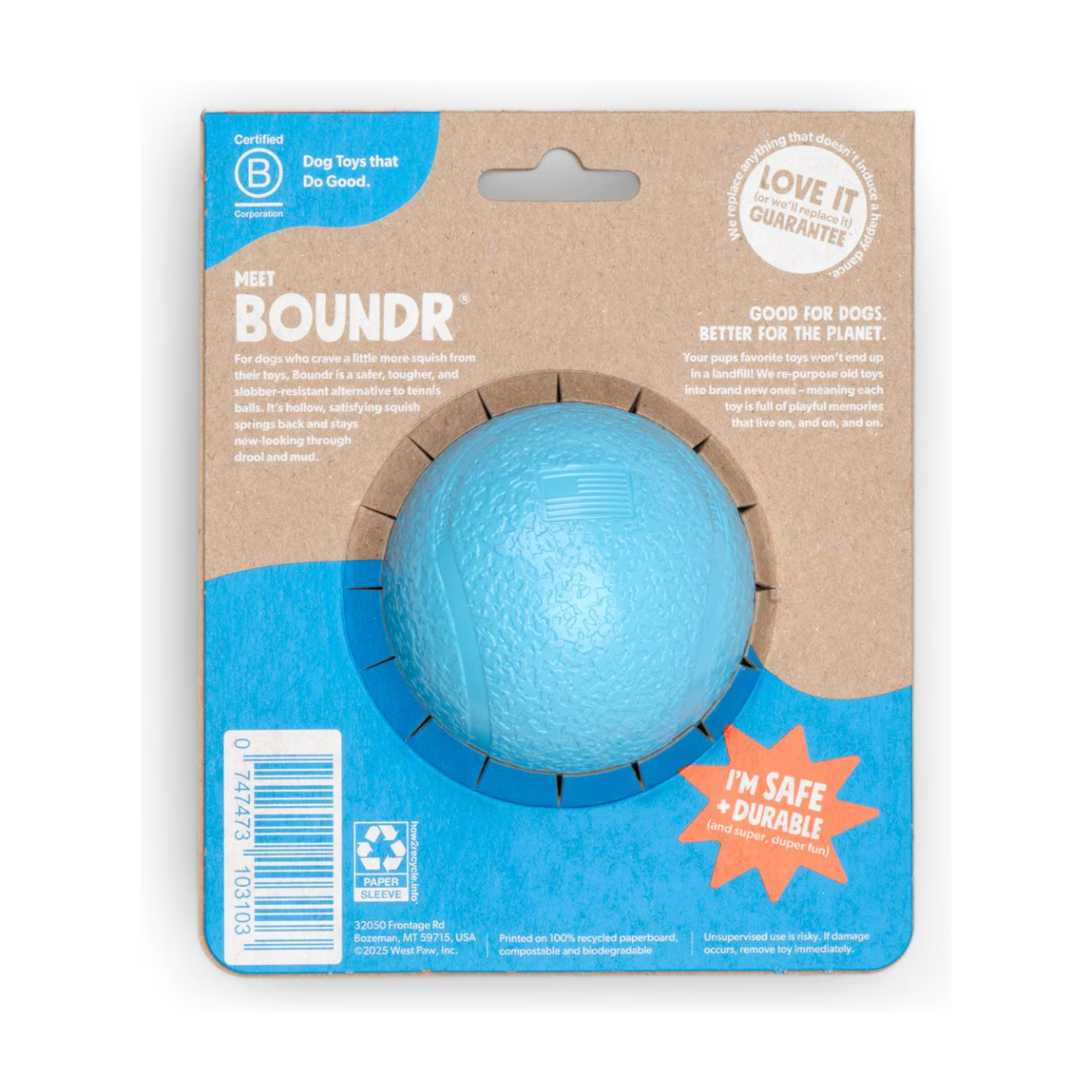 Boundr de West Paw® Tamaño Grande Colores Sólidos – Pelota Squishy Rebotadora para Perros