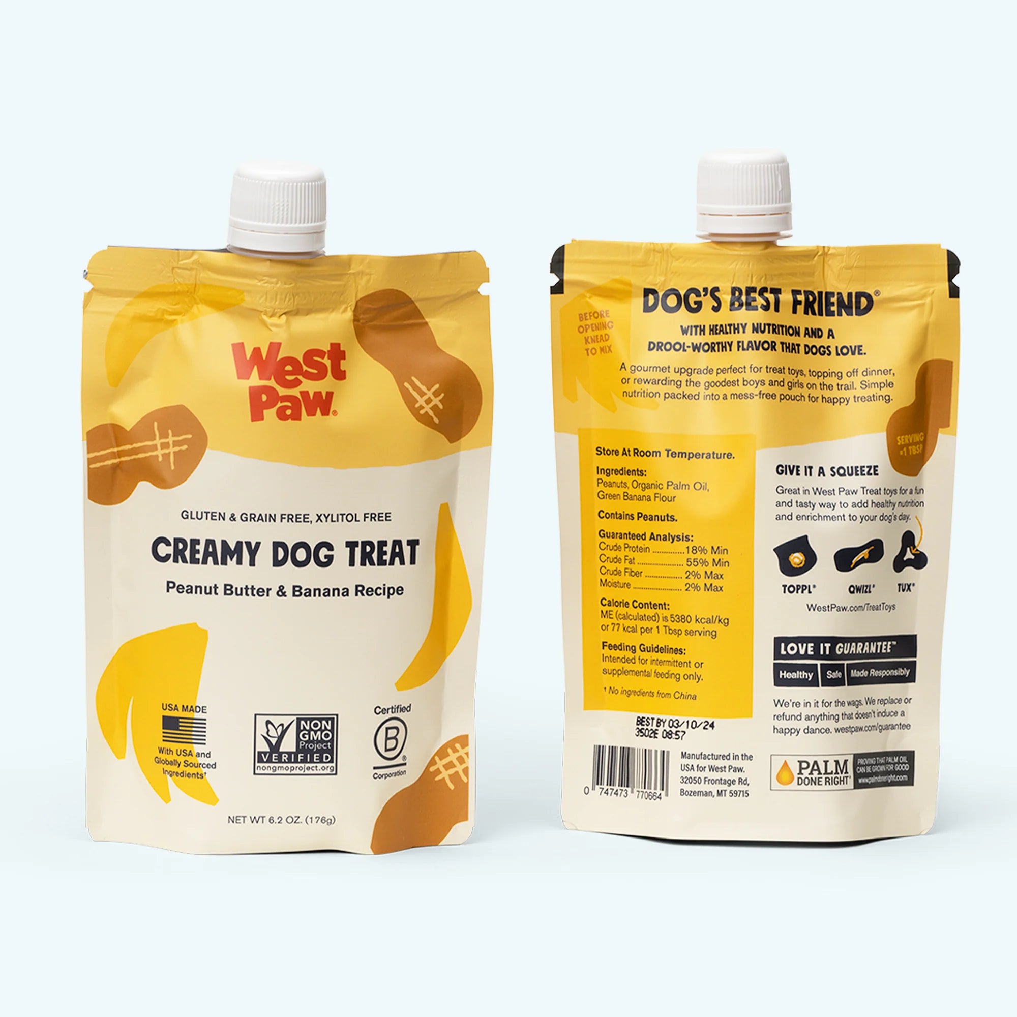 Untable Cremoso de Mantequilla de Cacahuate con Plátano para Perros - 100% Natural | West Paw