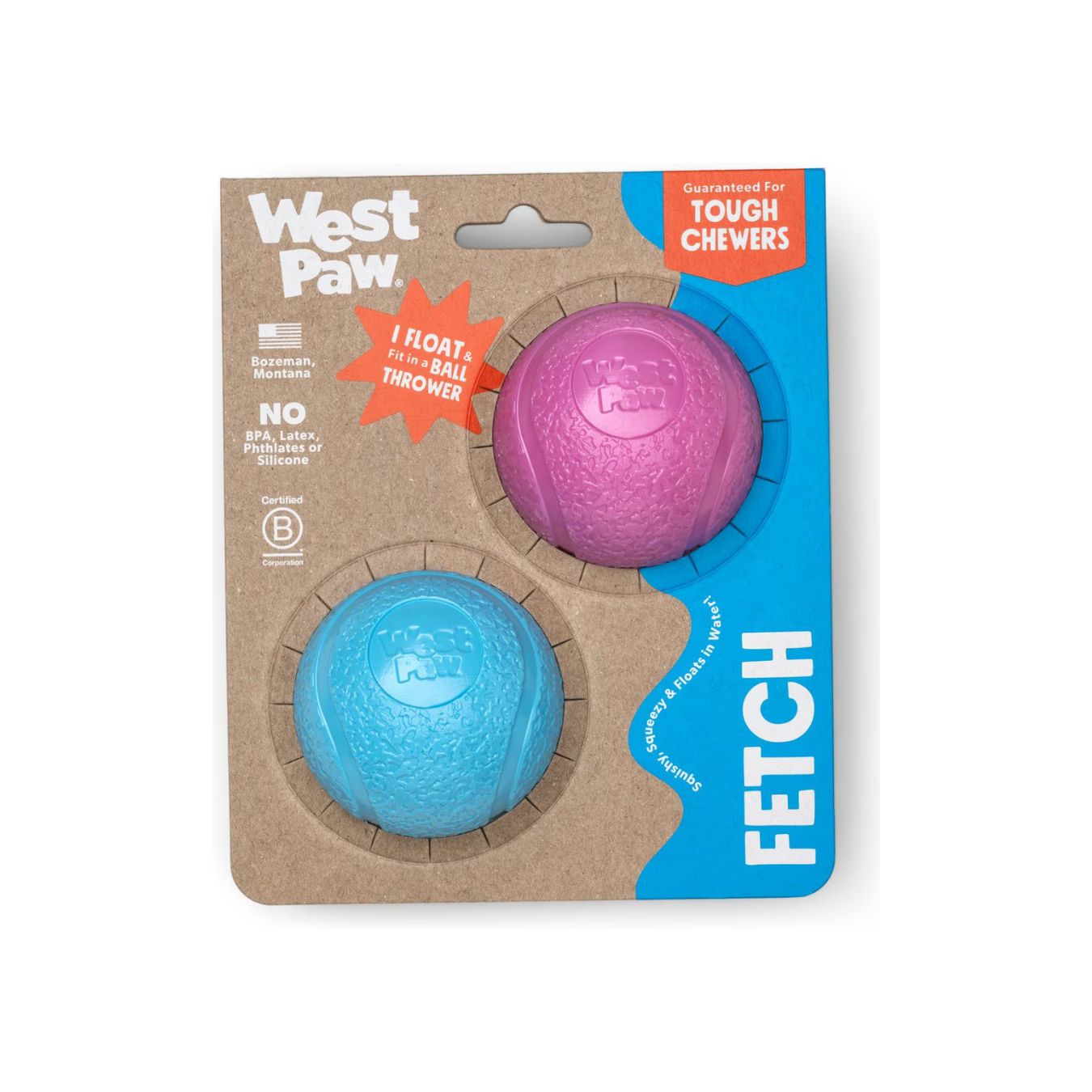 Boundr de West Paw® 2 Pack Tamaño Chico Colores Mixtos – Pelotas Squishy Rebotadoras para Perros