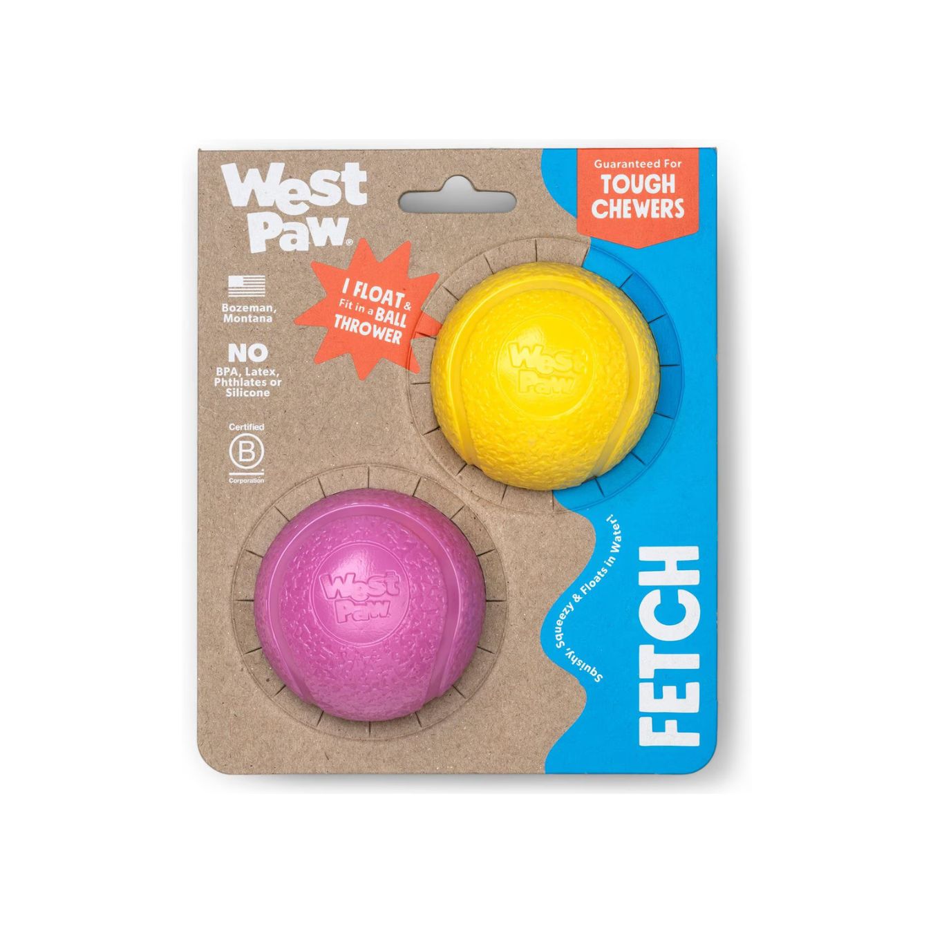Boundr de West Paw® 2 Pack Tamaño Chico Colores Mixtos – Pelotas Squishy Rebotadoras para Perros