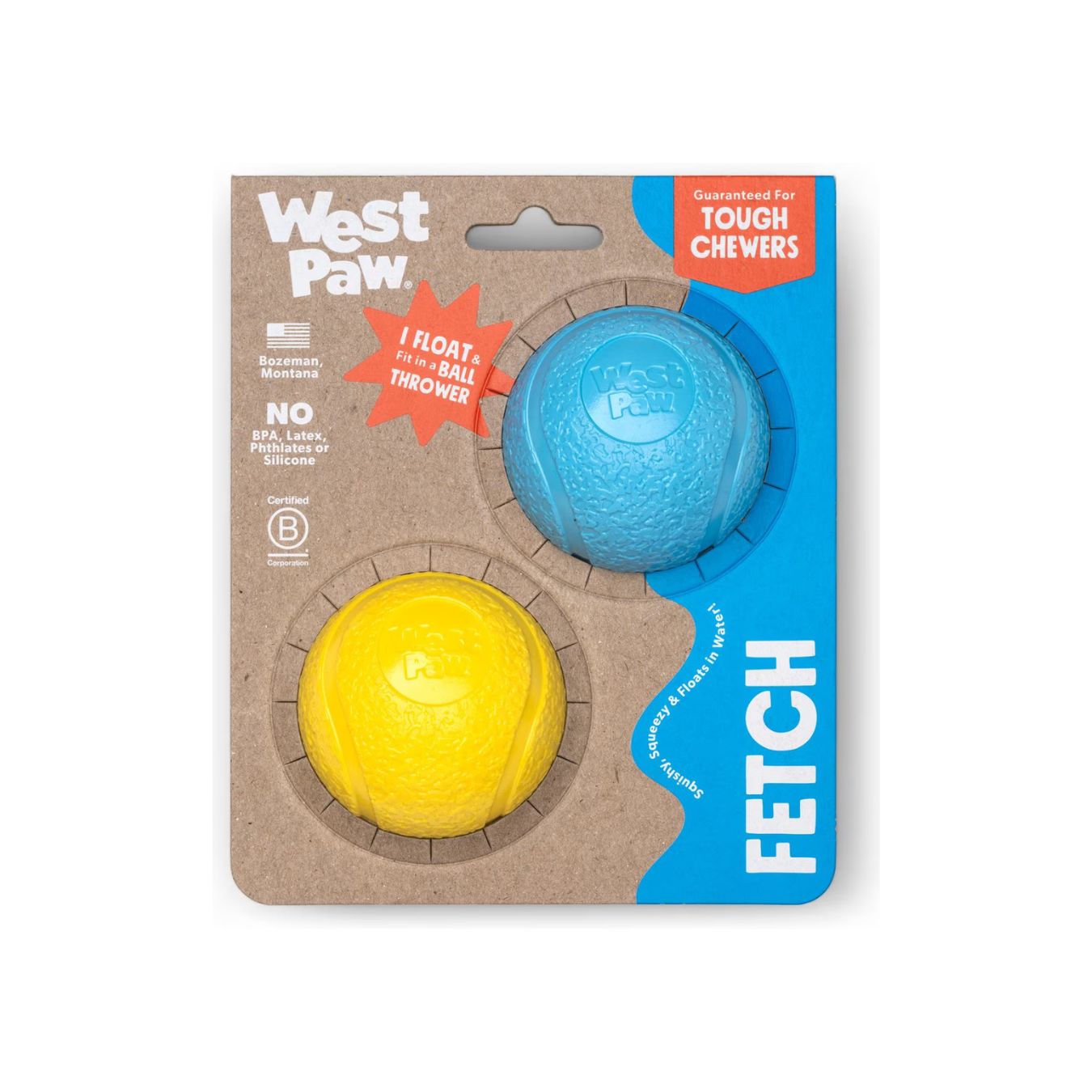 Boundr de West Paw® 2 Pack Tamaño Chico Colores Mixtos – Pelotas Squishy Rebotadoras para Perros
