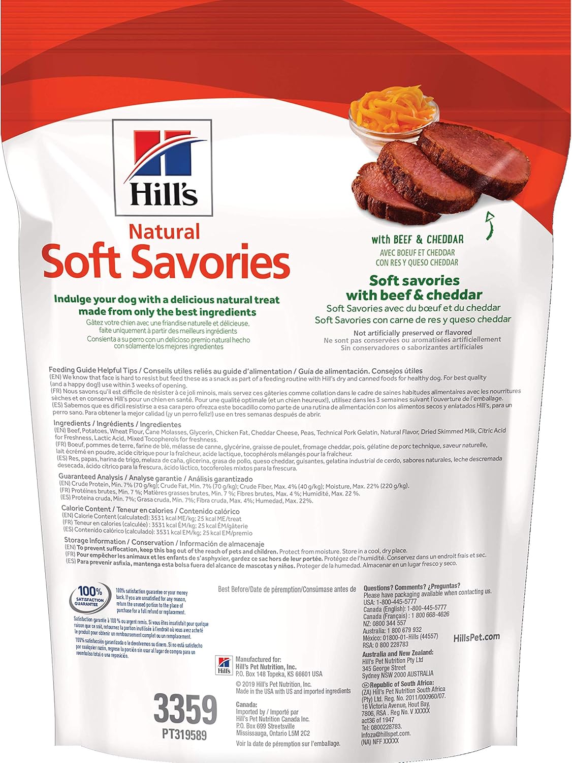 Premios Soft Savories para Perros - Res y Queso Cheddar (Beef & Cheddar) | Hill’s Natural
