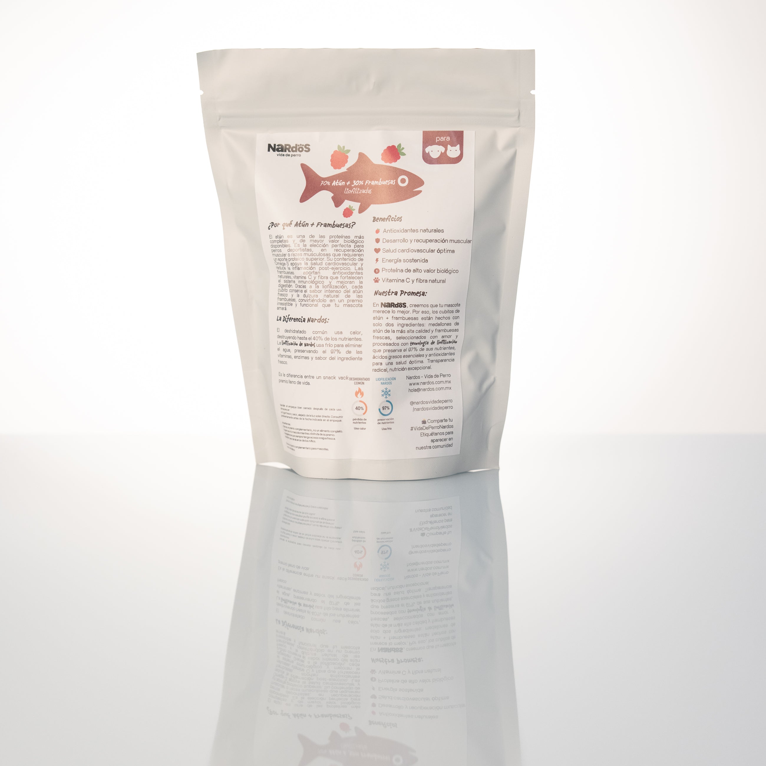 Atún + Frambuesas Liofilizados — Proteína Magra y Antioxidantes | Método Nardos™