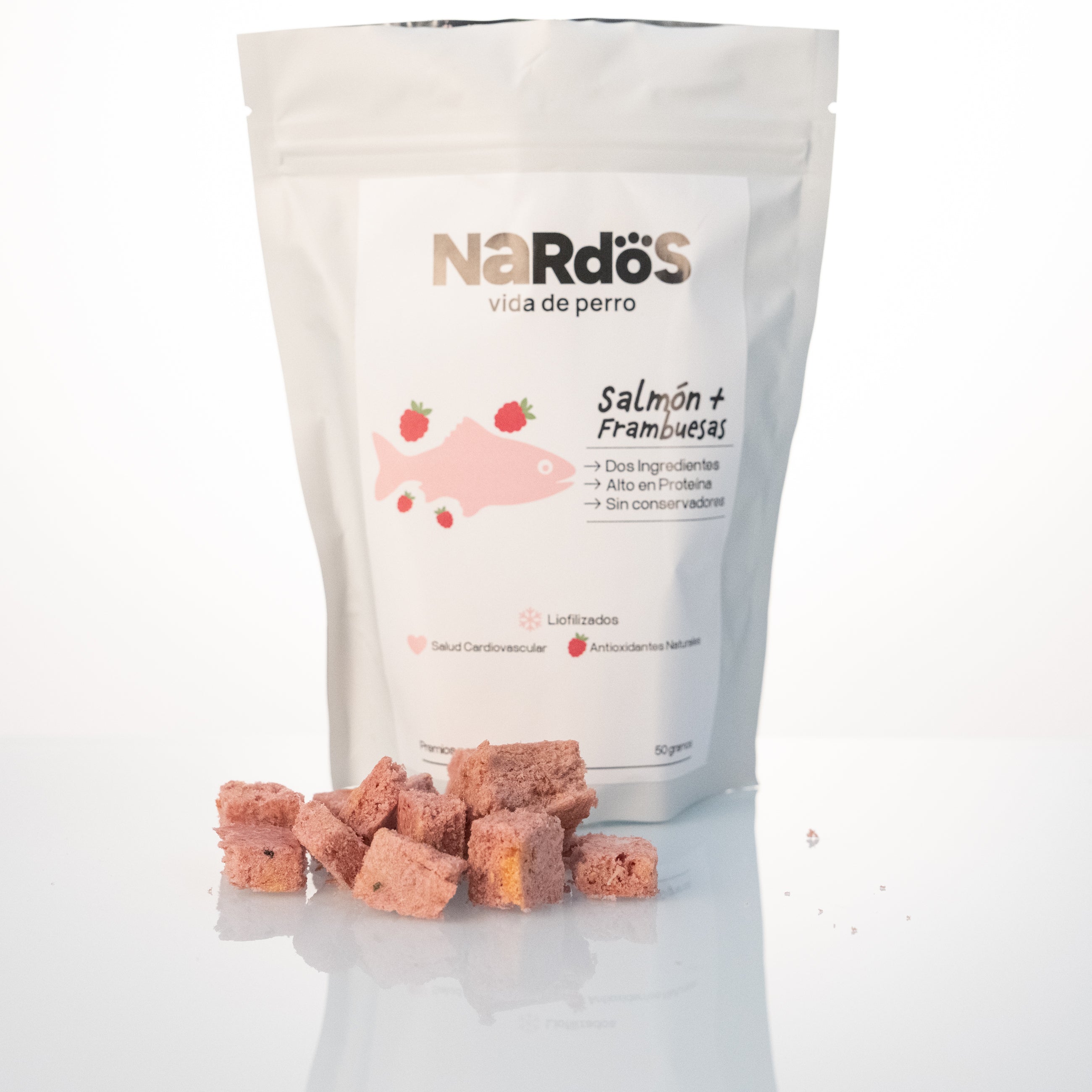 Salmón + Frambuesas Liofilizados — Omega-3 y Antioxidantes Naturales | Método Nardos™