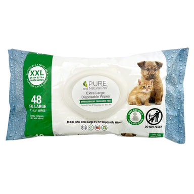 Toallitas XXL sin aroma de Pure and Natural Pet, paquete de 48