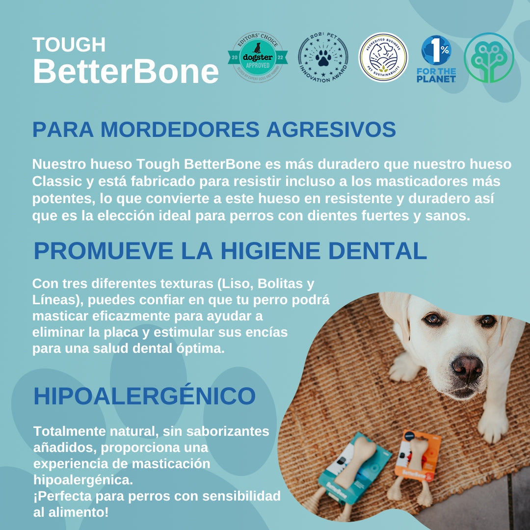BetterBone TOUGH: Hueso Masticable HIPOALERGENICO para Perros Destructores