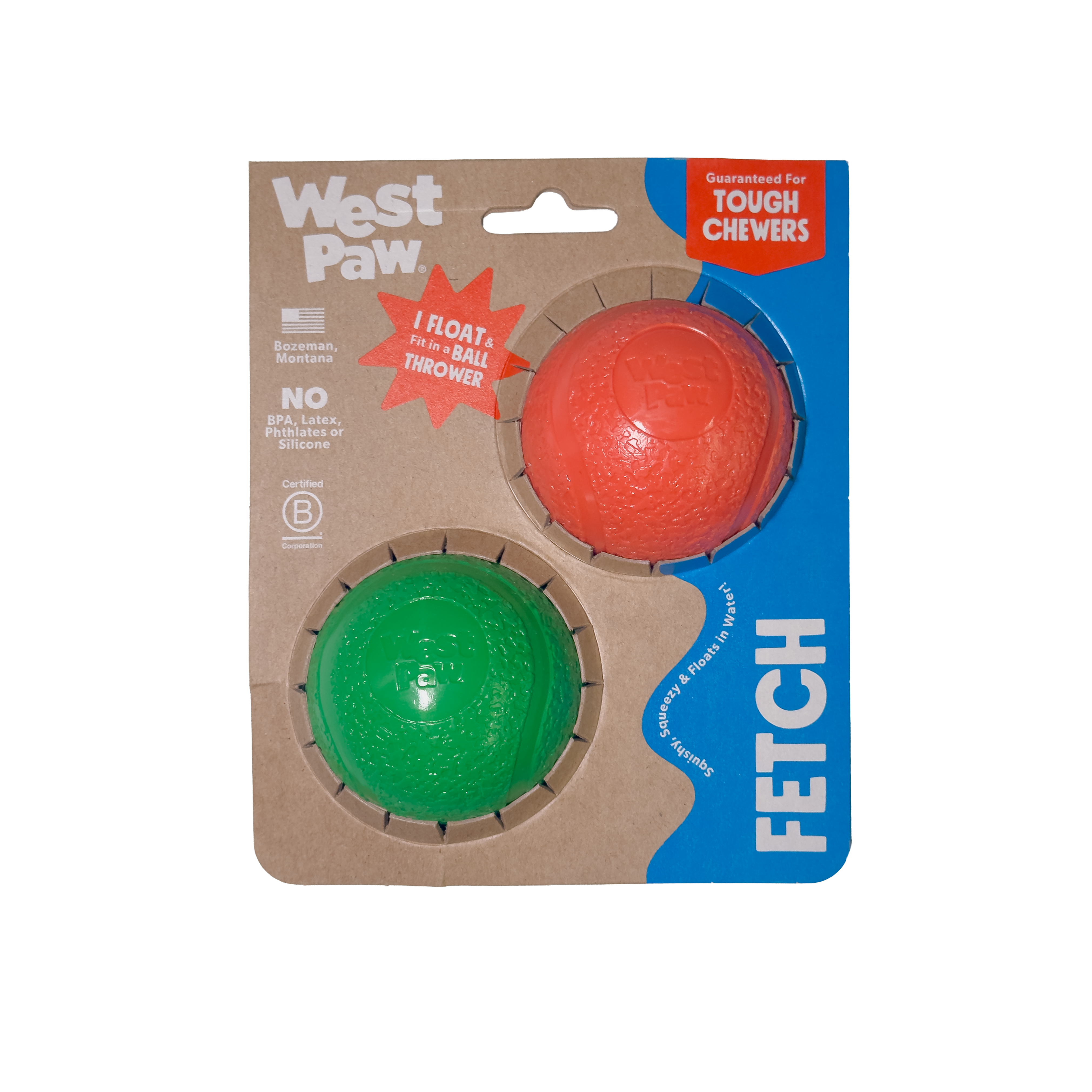 Boundr™ de West Paw® 2 Pack Tamaño Chico Colores Edición Especial Navideña – Pelotas Squishy Rebotadoras para Perros