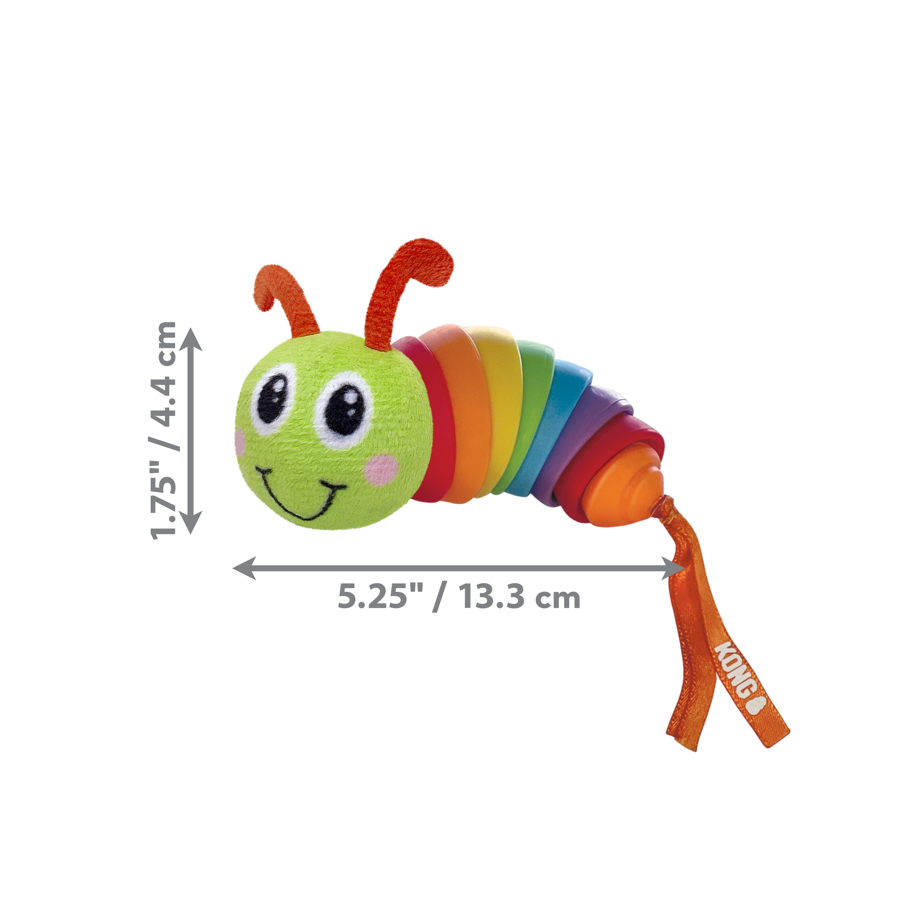 Medidas de la KONG Clackz Caterpillar: 13.3 × 4.4 cm