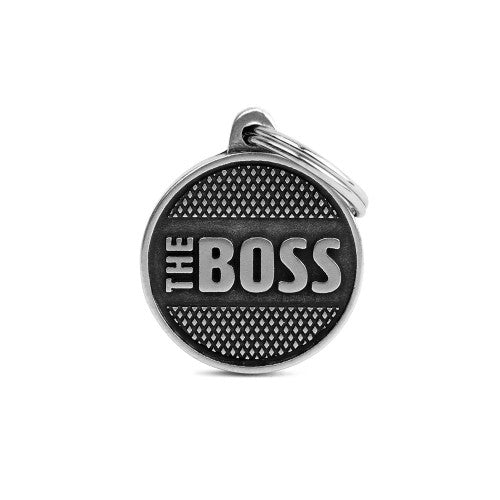 Placa ID Bronx “The Boss” Círculo Pequeño – Plateada Antigua (Antique Silver) | MyFamily