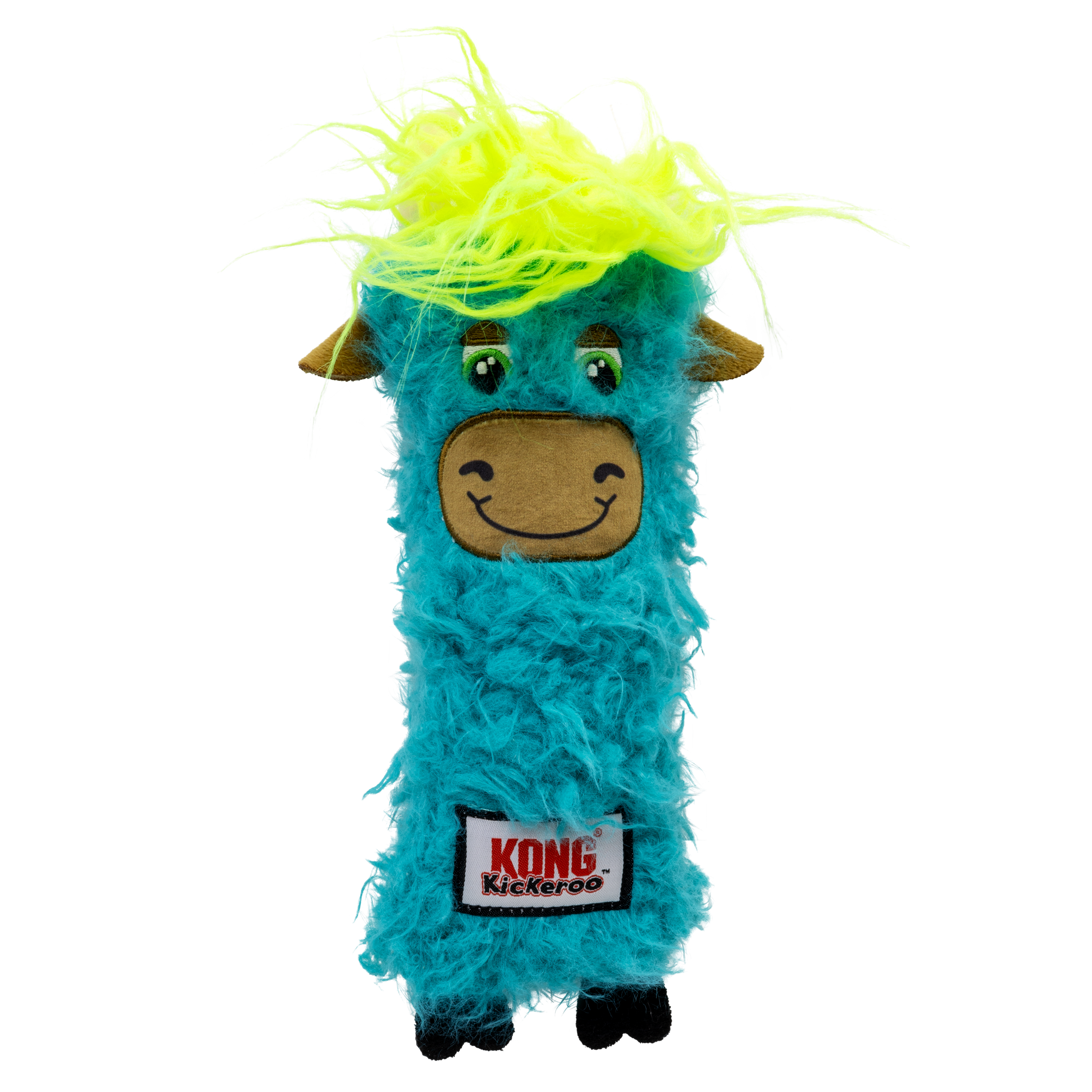 Kickeroo Highland Cow Azul con Cabello Amarillo - Juguete de Peluche con Catnip para Gatos | KONG