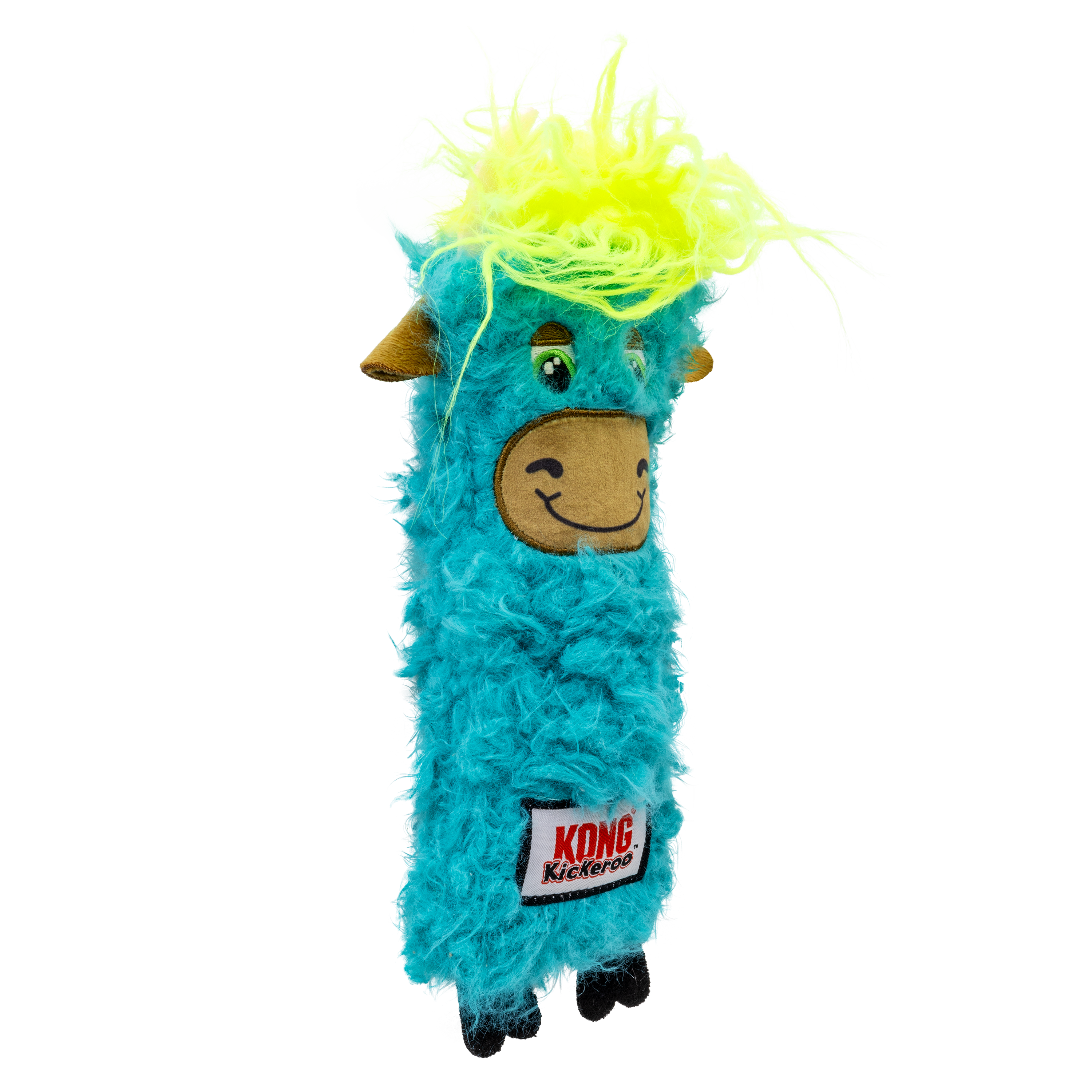 Kickeroo Highland Cow Azul con Cabello Amarillo - Juguete de Peluche con Catnip para Gatos | KONG