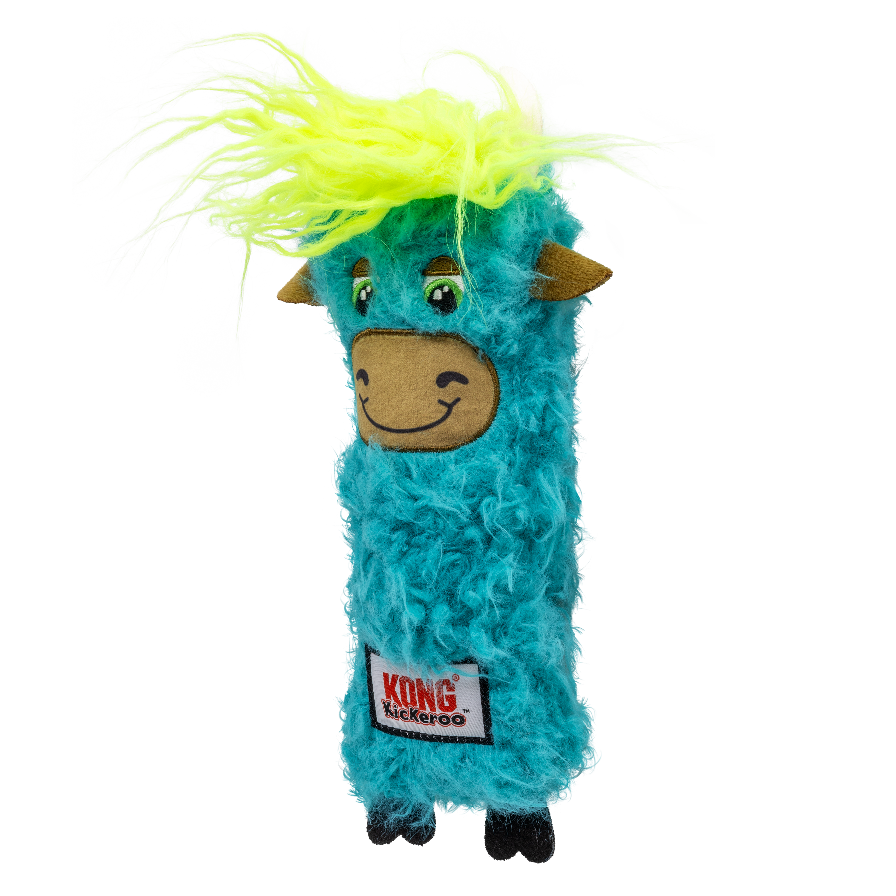 Kickeroo Highland Cow Azul con Cabello Amarillo - Juguete de Peluche con Catnip para Gatos | KONG