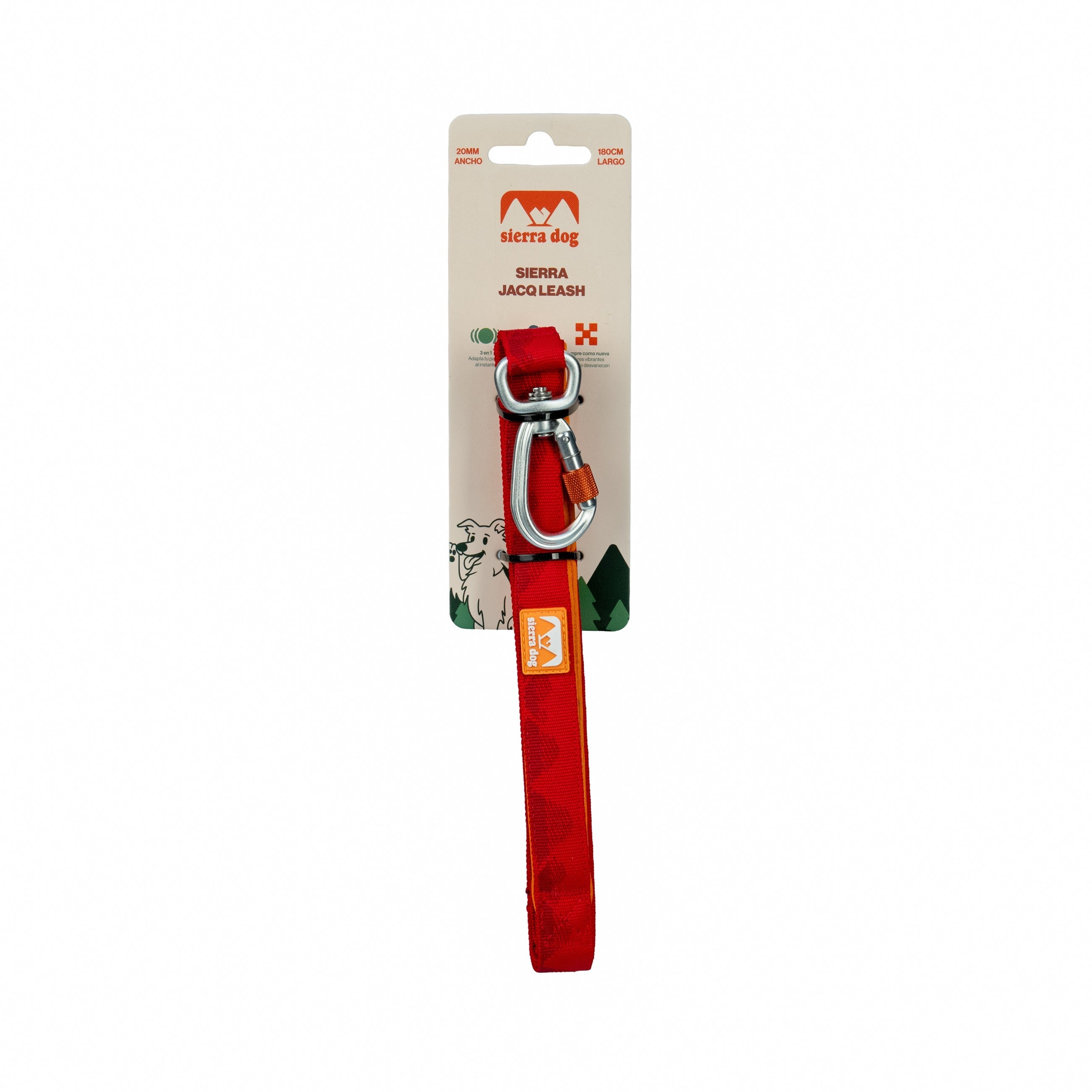 Correa Sierra JacQ Leash Rojo Coral cenefa de exhibición