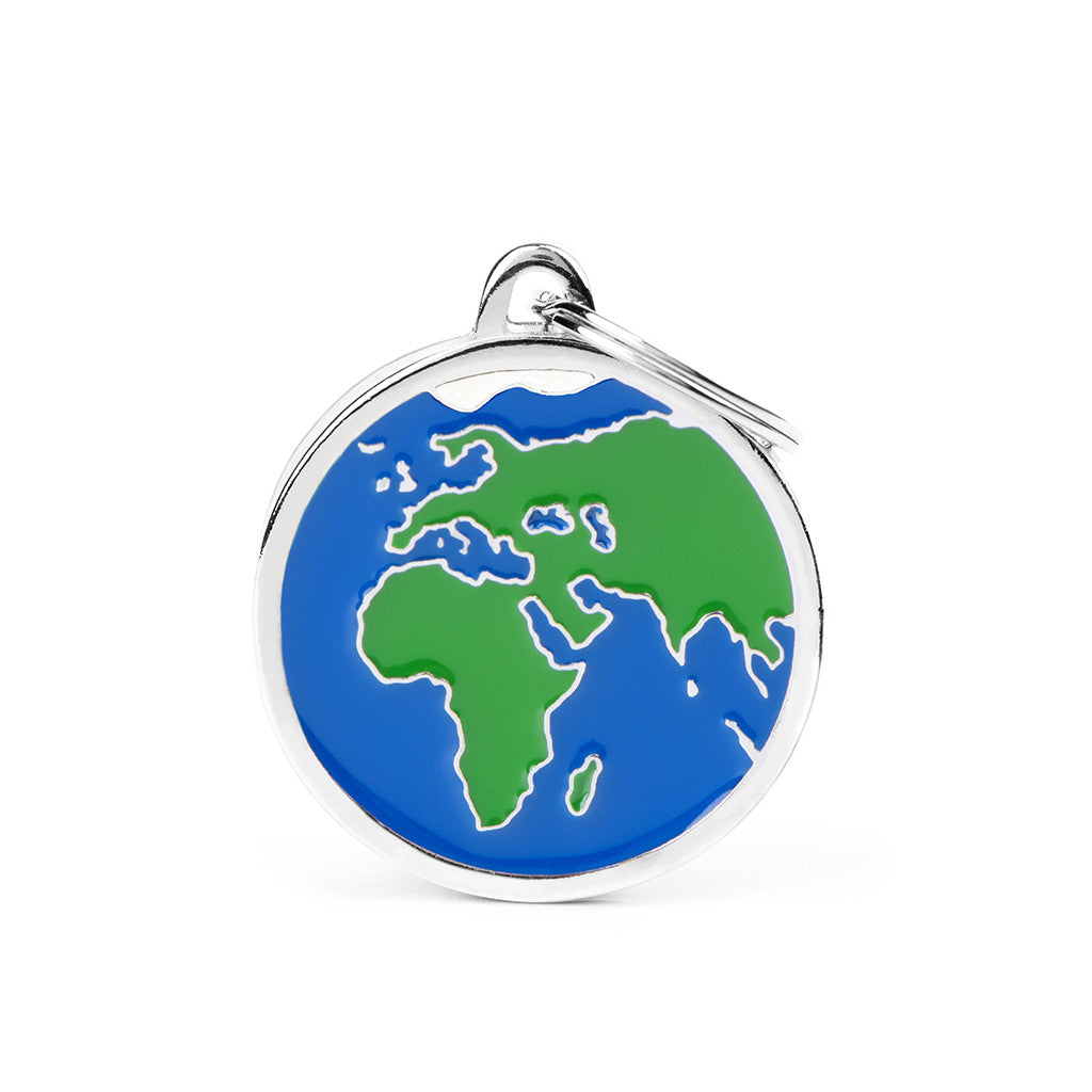 Placa ID Mediana en Forma de Mundo Europa/África para Perros