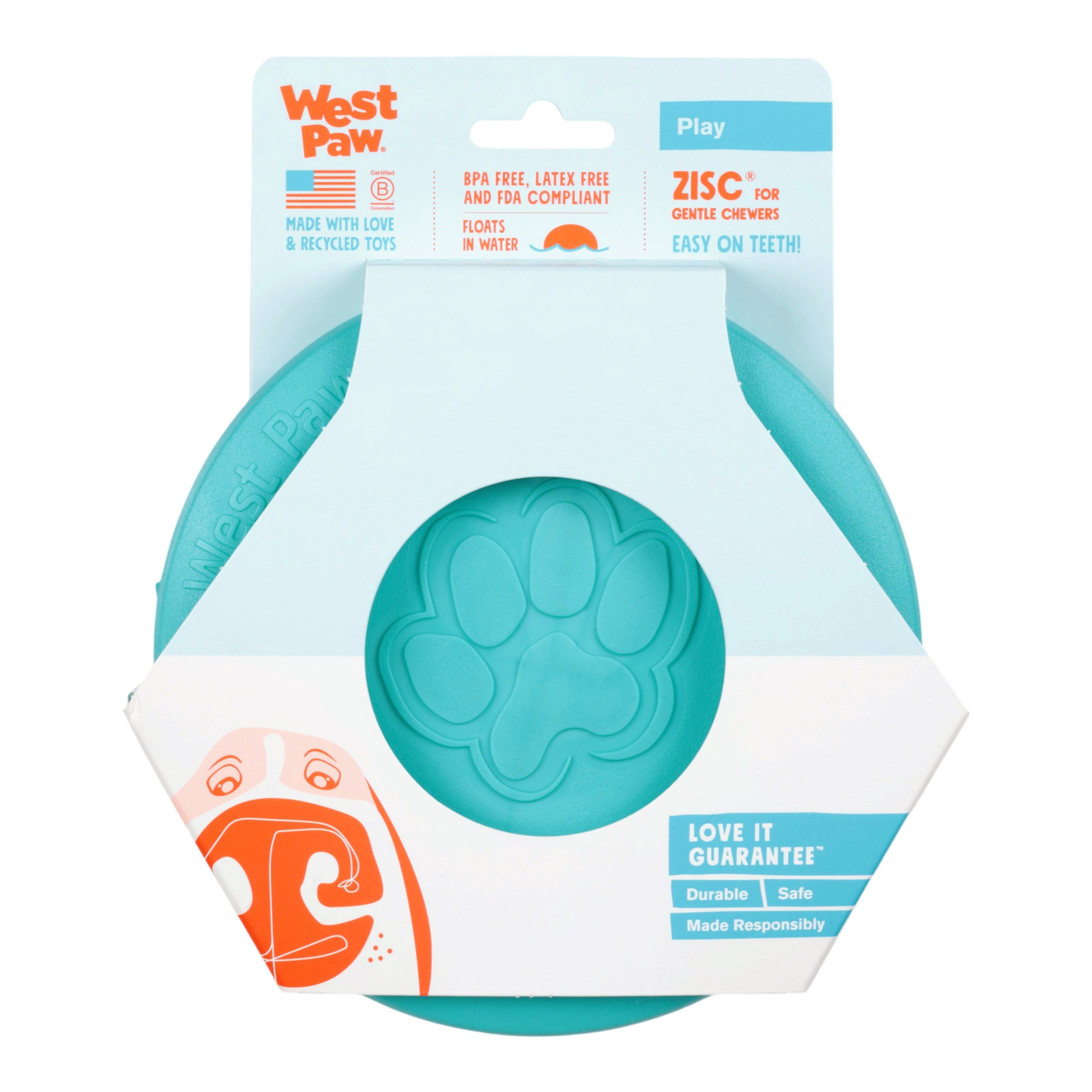 ZISC de West Paw® color Verde Azulado (Teal) Edición Limitada – Frisbee Disco de Juguete para Perros